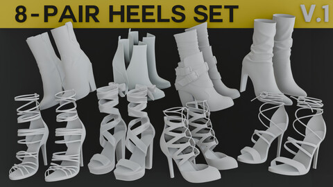 High Heel Shoe Asset Pack – 8 Models (FBX, UV-Ready)