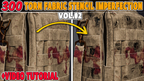 300 Torn Fabric Stencil Imperfection Vol 02 + Video Tutorial