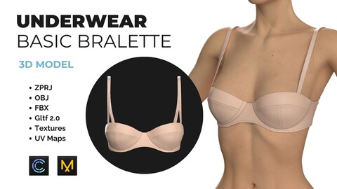 Basic Women Balconette Bra 3D model