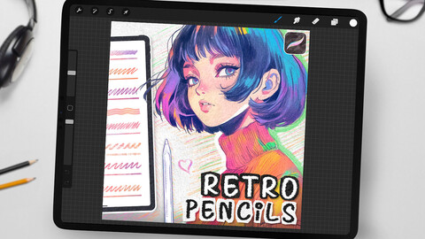 60+ Retro Pencil Brushes for Procreate (Paper Textures, Shading Brushes, Sketch Brushes)