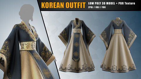 Korean Outfit - Game-Ready Model - PBR Texture - Vol 3