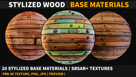 20_Stylized Wood Base Materials_ Sbsar & Texture (4k )+ Video Tutorial