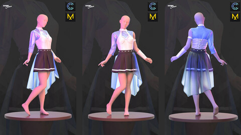 Female Star Dress - 76 Marvelous Designer and Clo3D