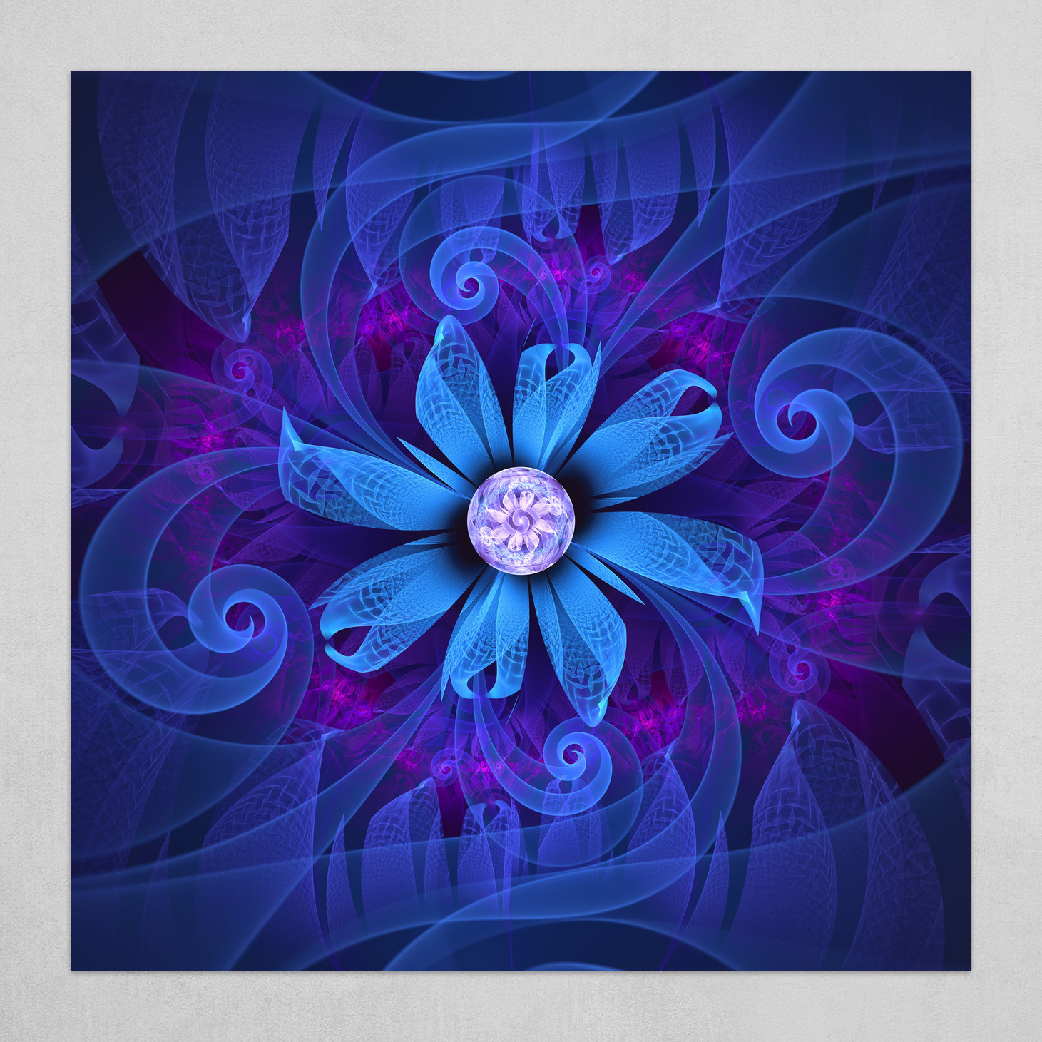 Artstation A Snowy Edelweiss Blooming As A Blue Origami Orchid Art Poster