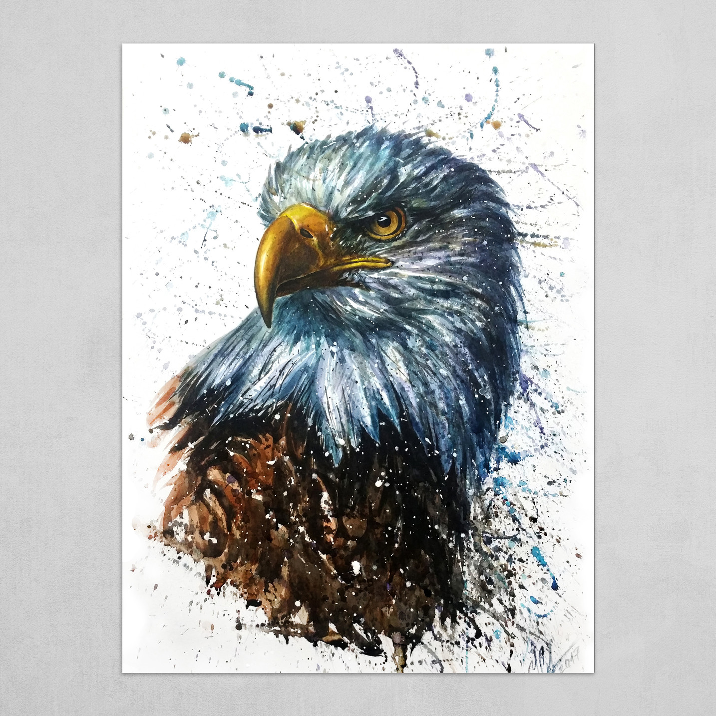 Artstation American Eagle Watercolor Painting Art Print