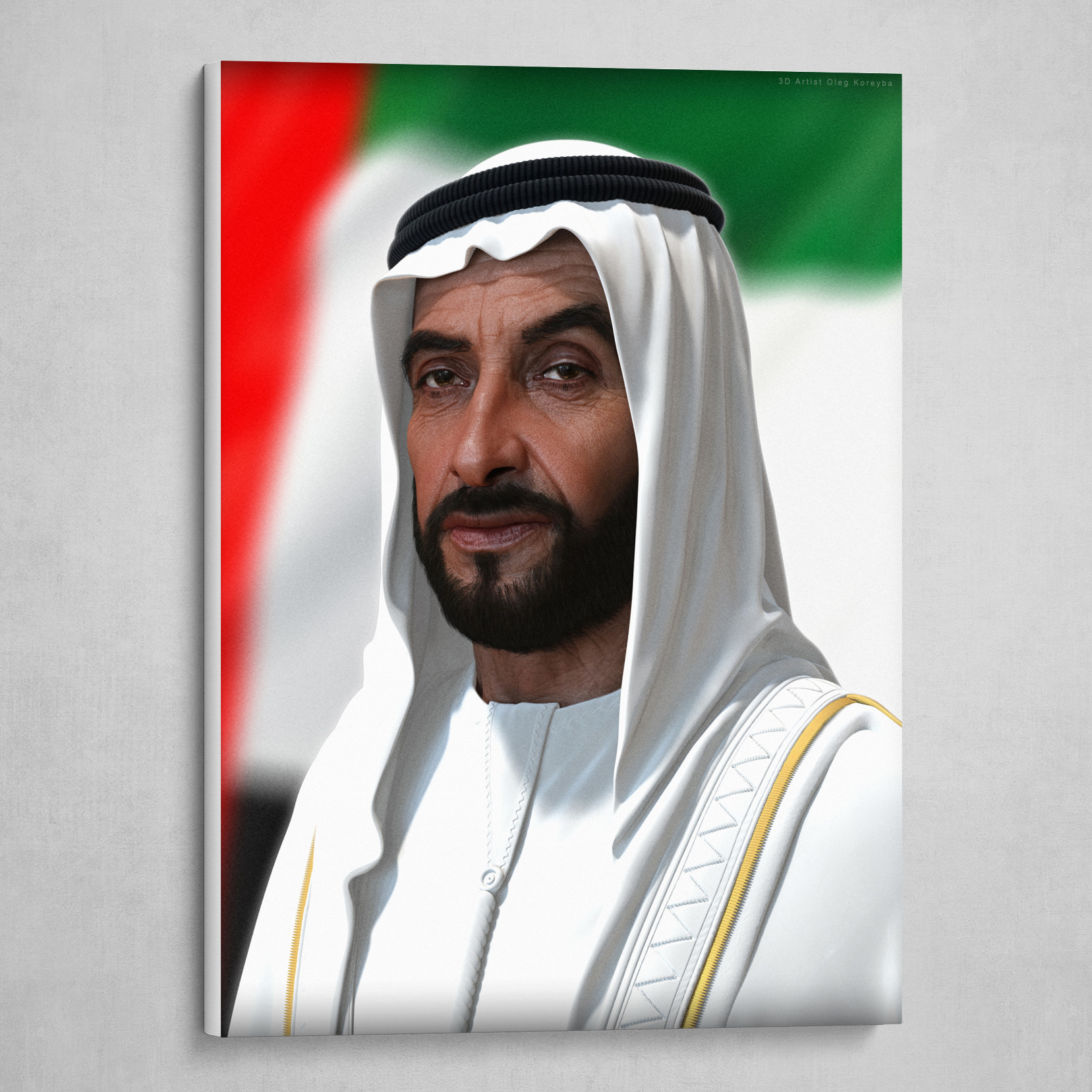 3D portrait of Sheikh Zayed bin Sultan Al Nahyan