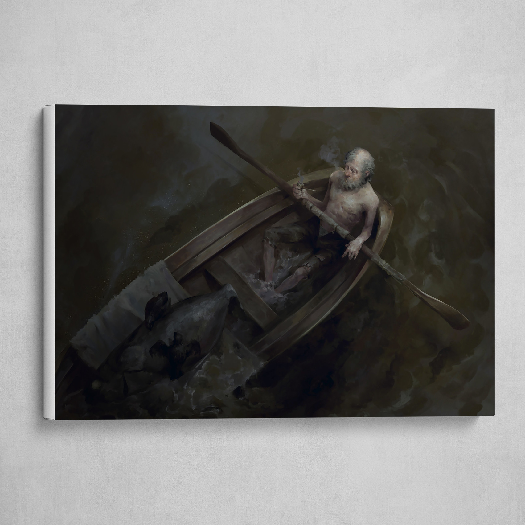 Oldman Pipe Boat Fish and Crow