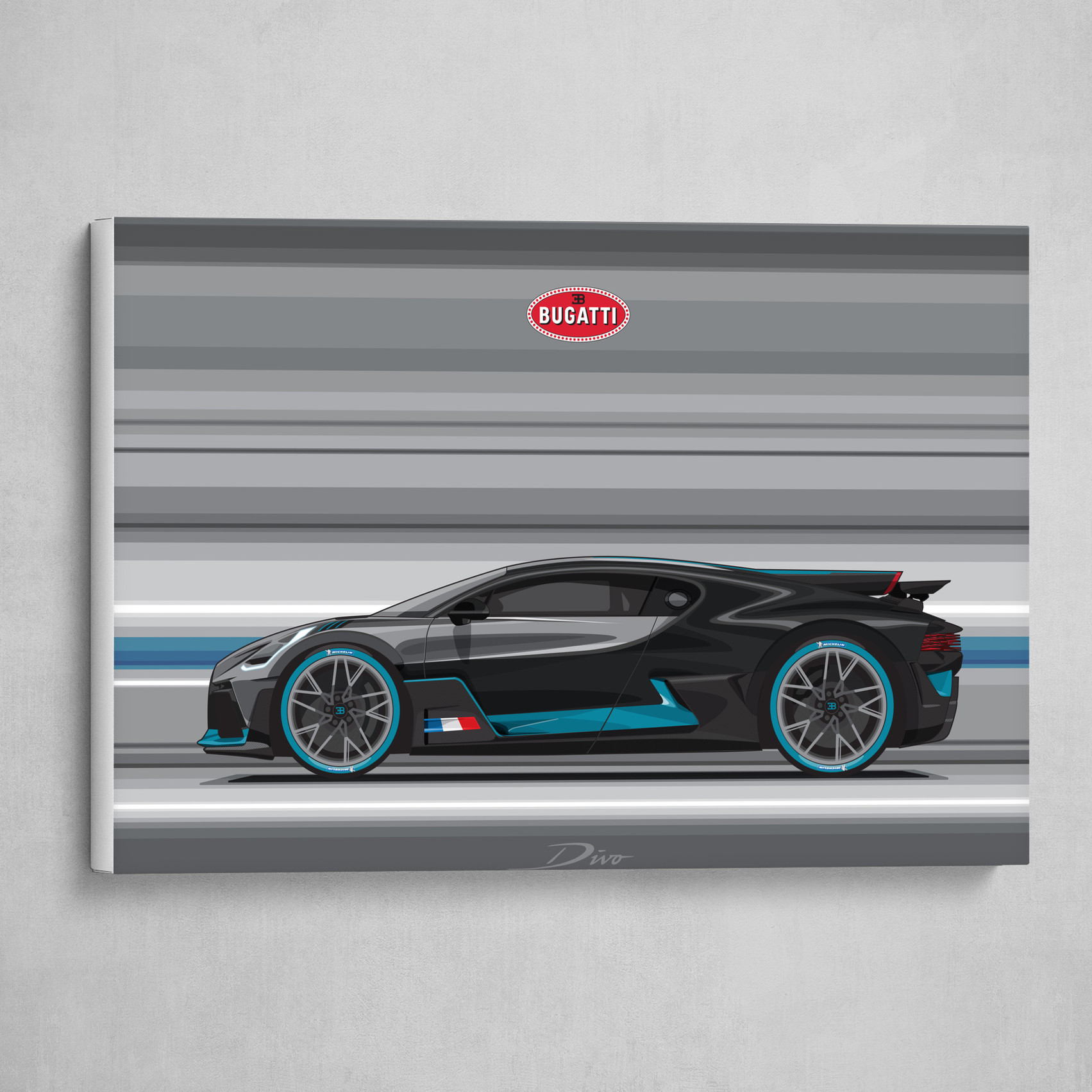 Bugatti Divo Car Flat Vector Hd Metal Print By Srattha Nualsate