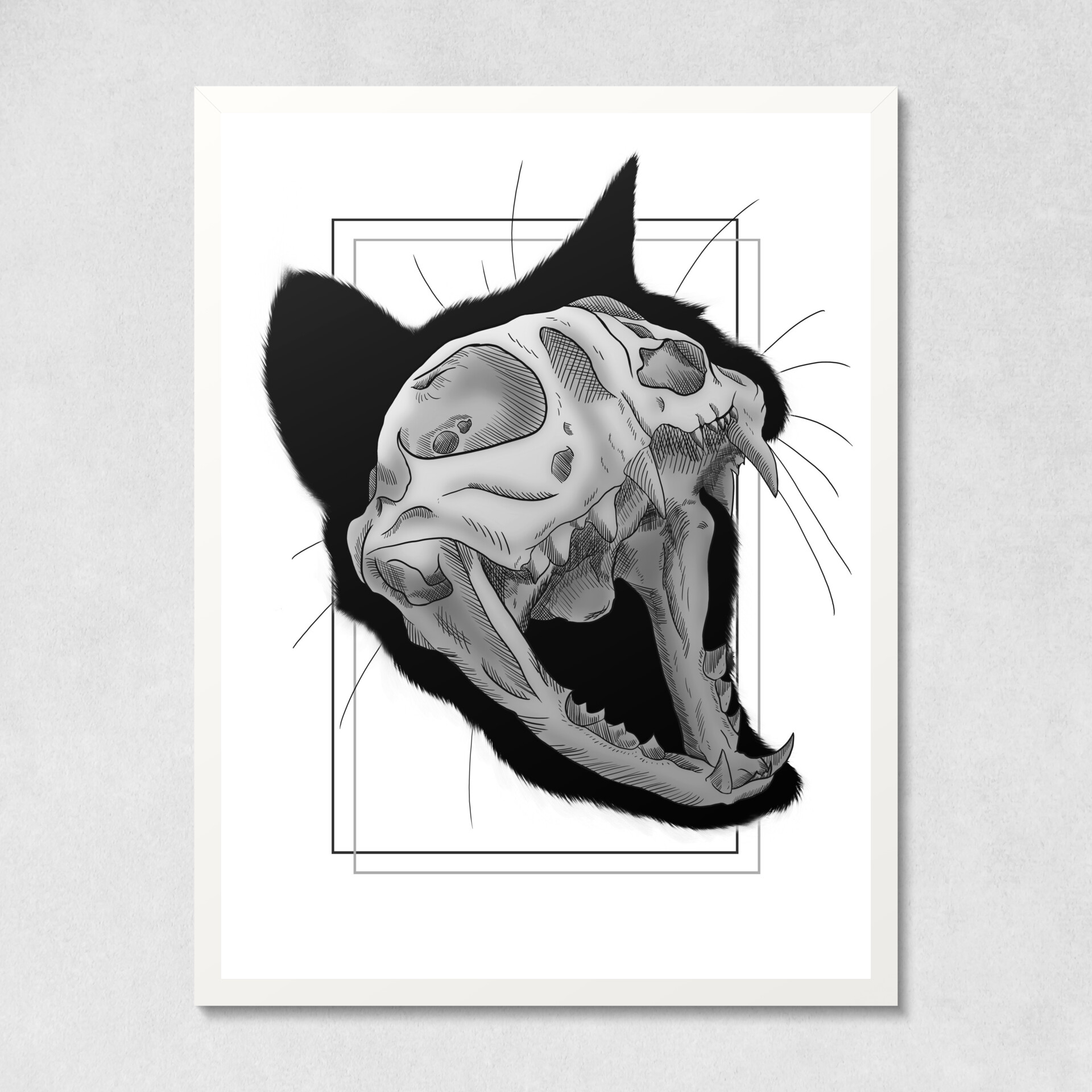 Cat Skull (B&W Variant) by I Am Powers