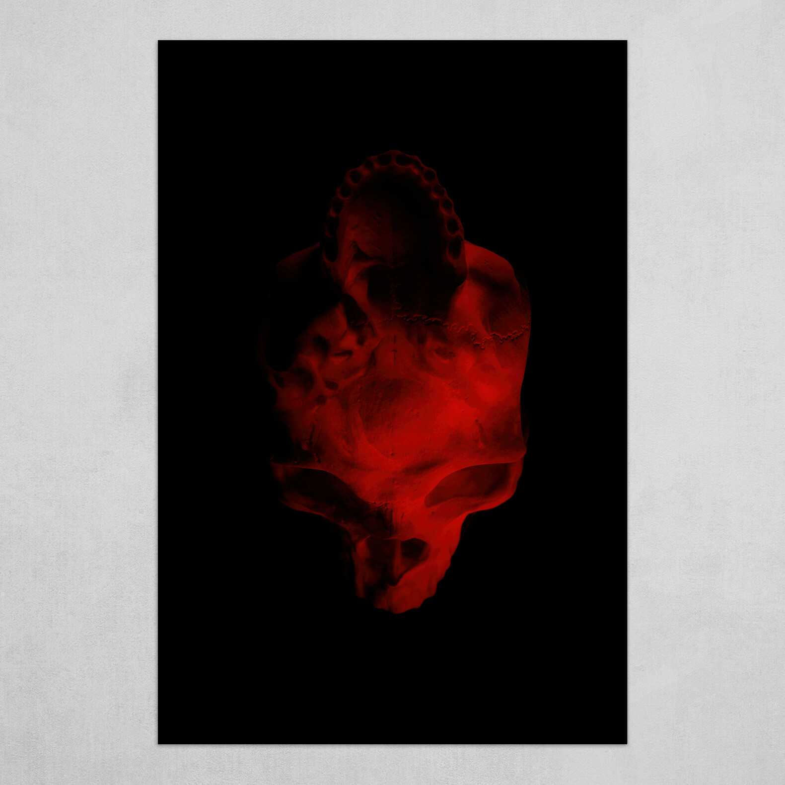 Human Skull #2 Double Exposure Red