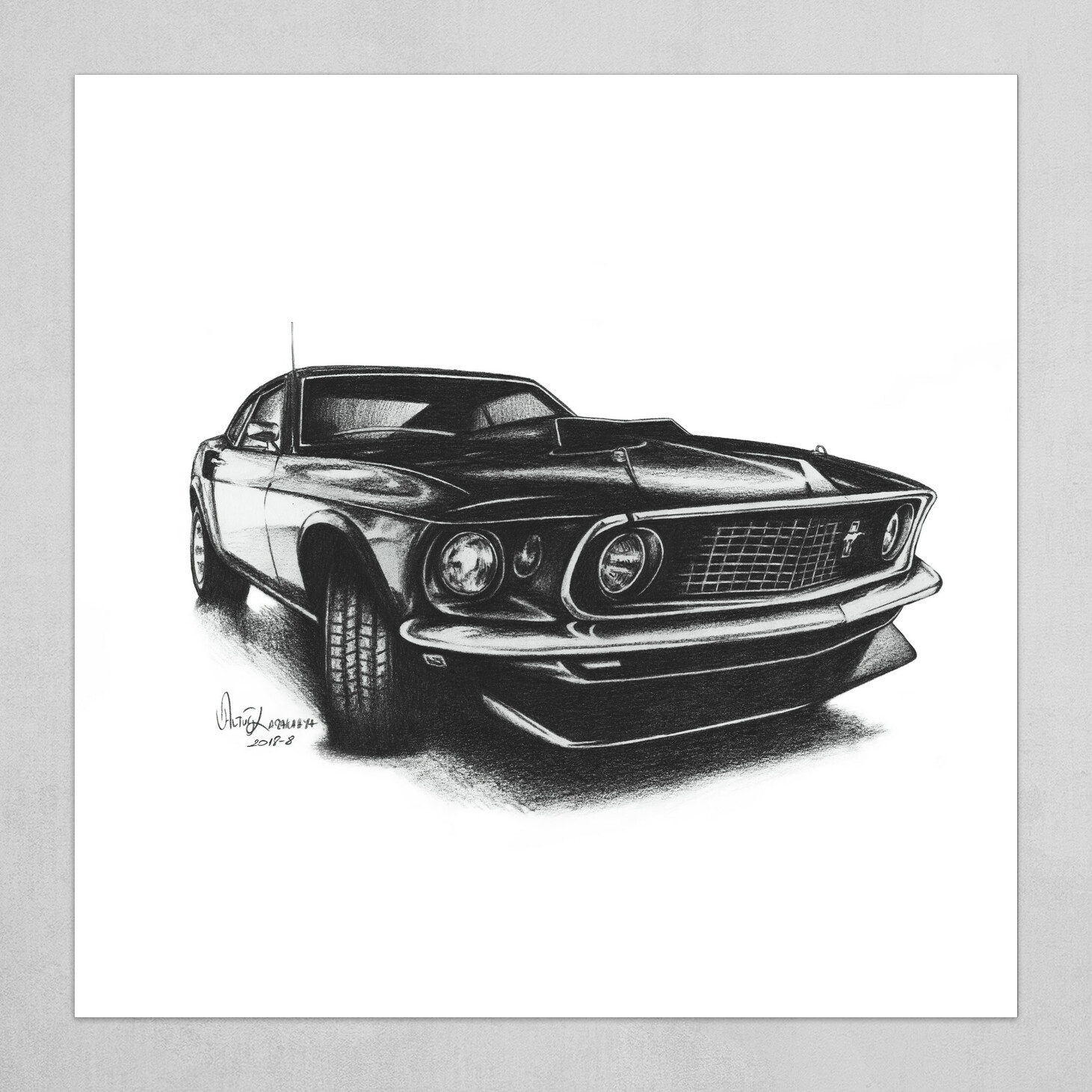 Premium Vector | A black and white drawing of a ford mustang.