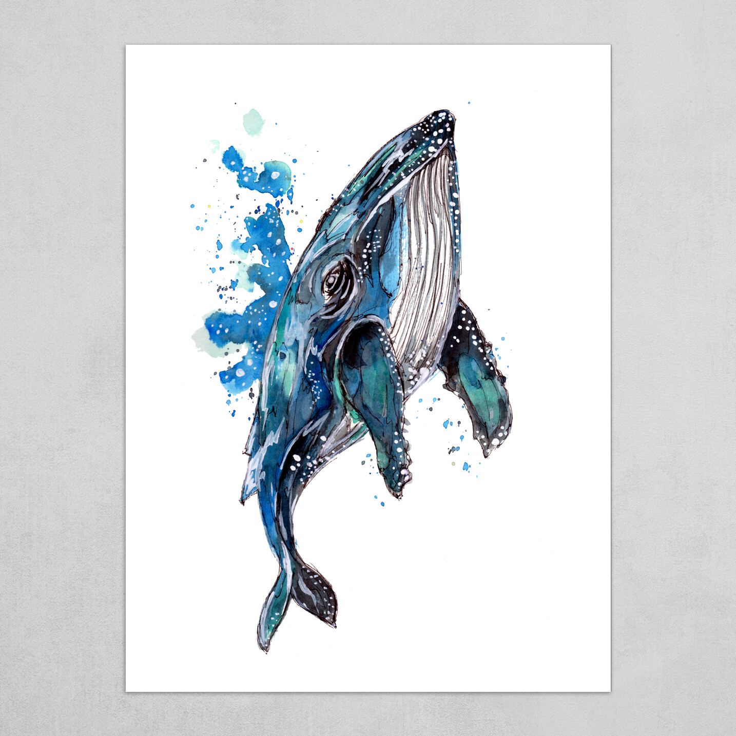 Blue Humpback Whale Art Print By Sebastian Grafmann