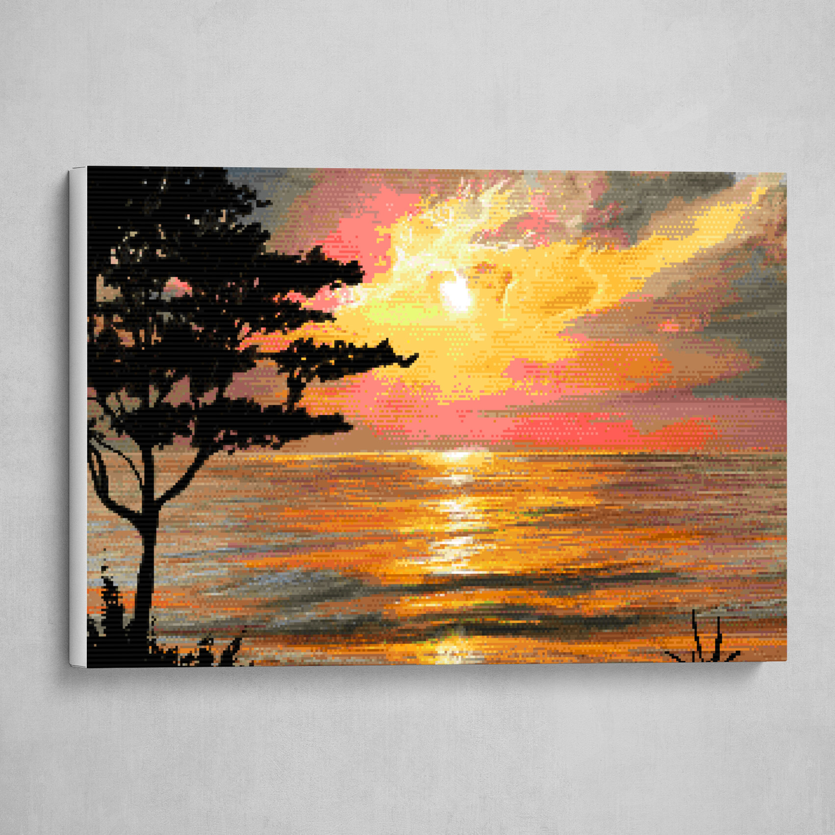 Pixel art sunset