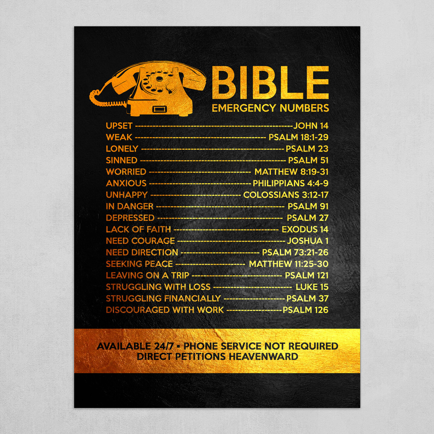 Bible Emergency Numbers Wall Art