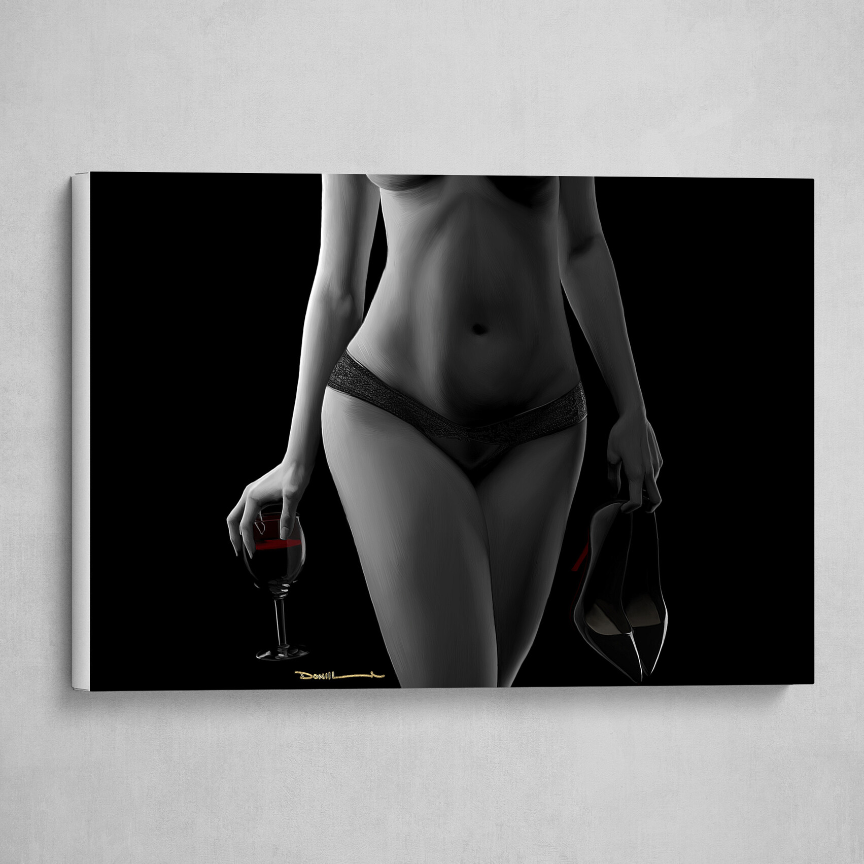 Female Boudoir Red Wine portrait painting 2.2