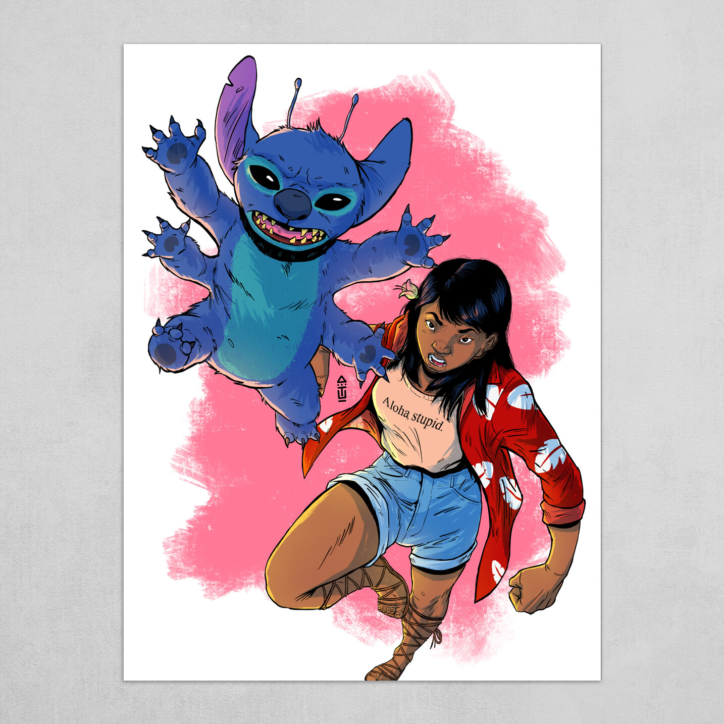 Stitch Angel Toothless Double Date Graphic Print Wall Art - POSTER 20x30