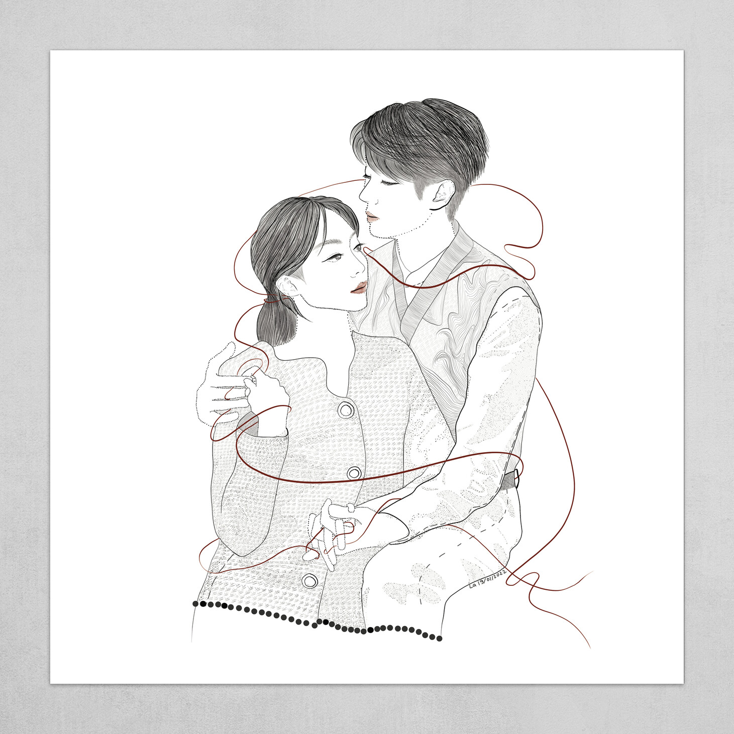 Couple in love with continuous one line drawing Vector Image