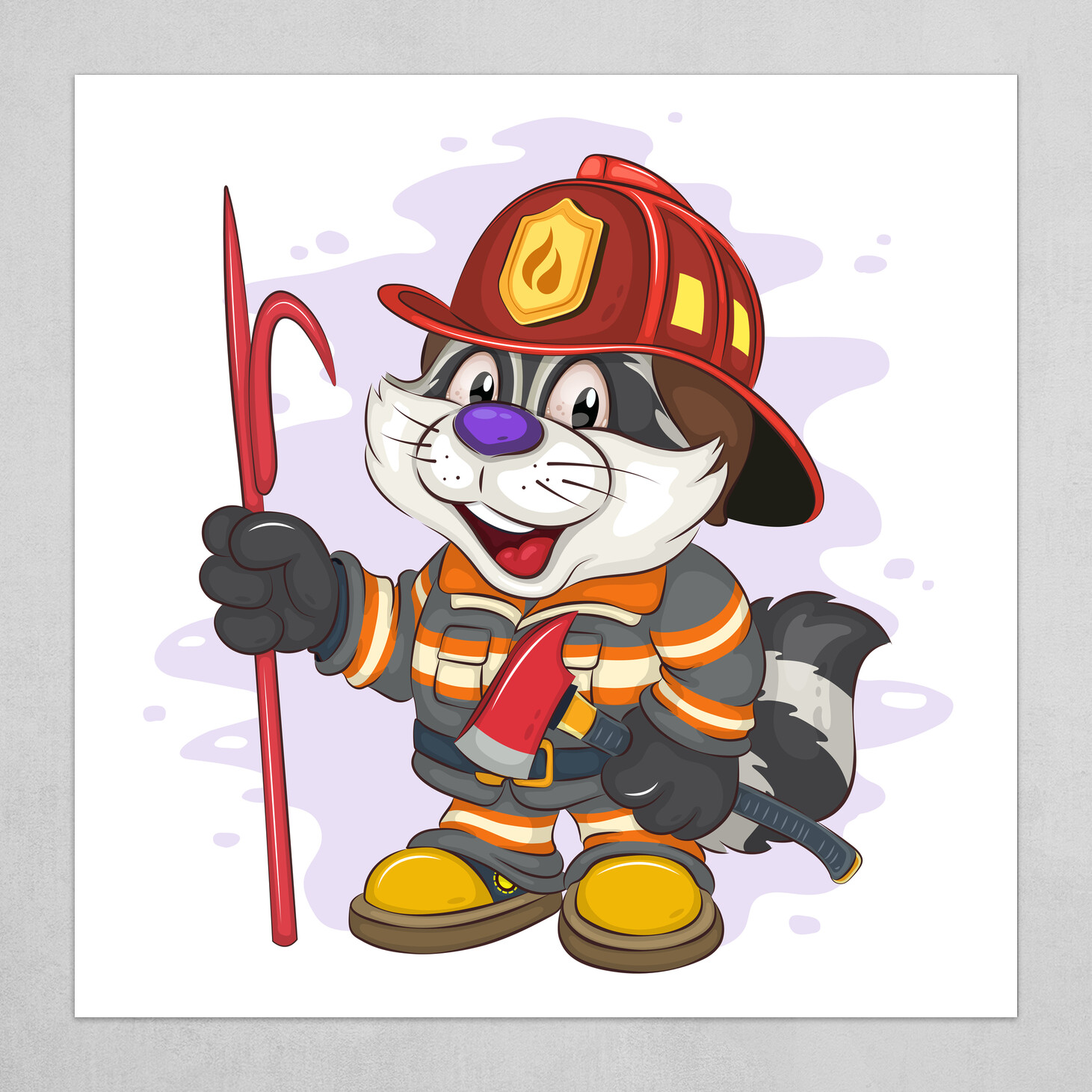 ArtStation - Cartoon Raccoon Fireman.