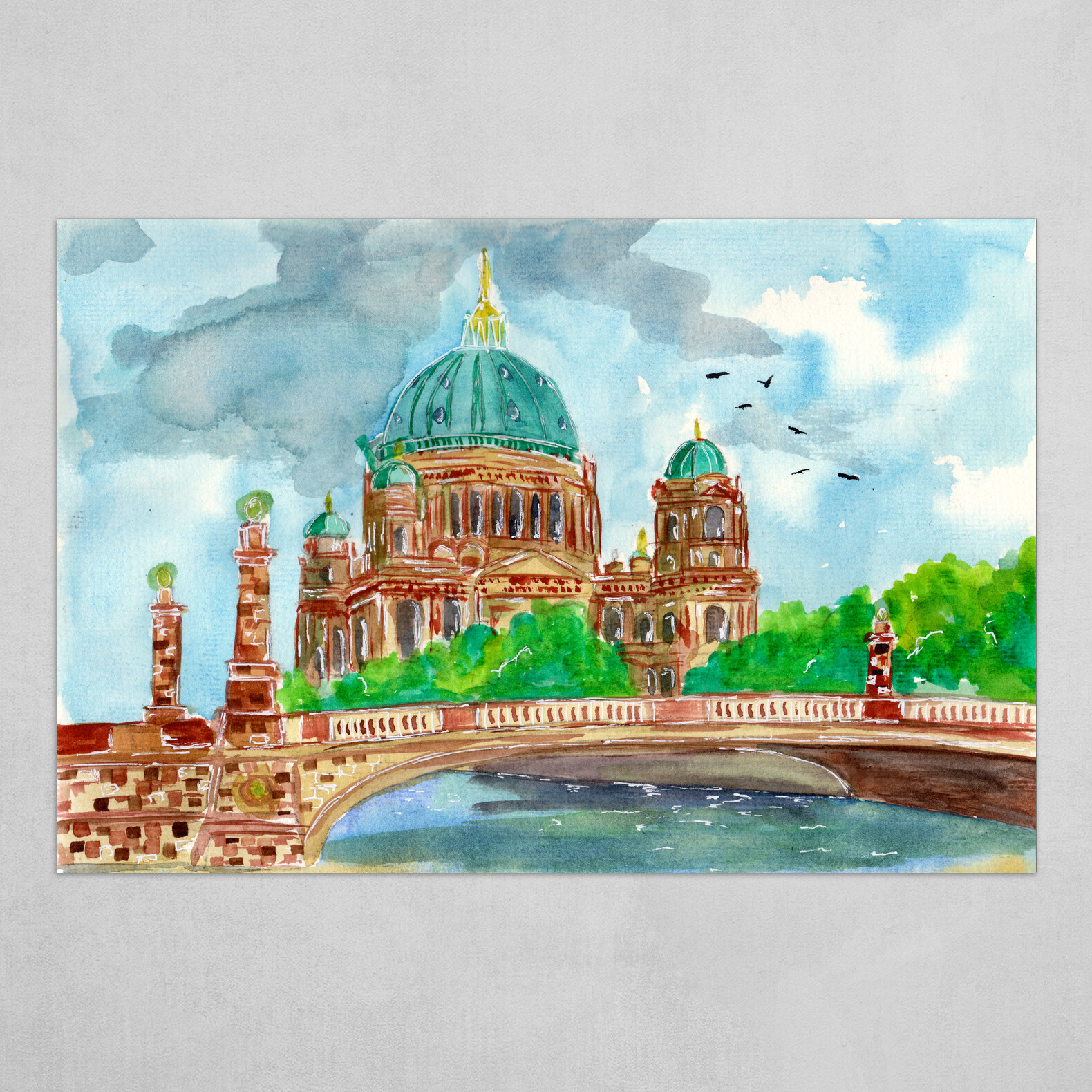 ZeichenbloQ - Berliner Dom Watercolor