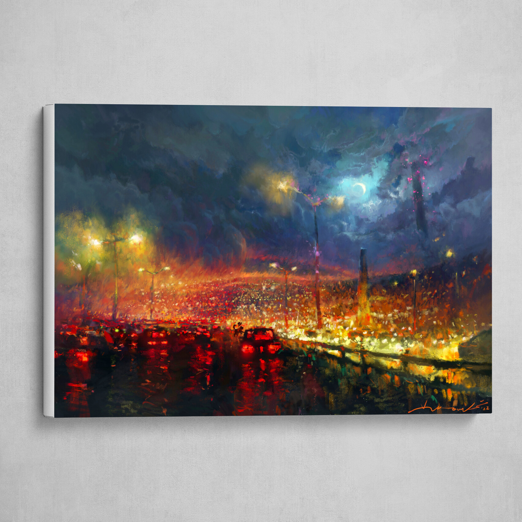 Night on the Highway: Canvas and Metal print.