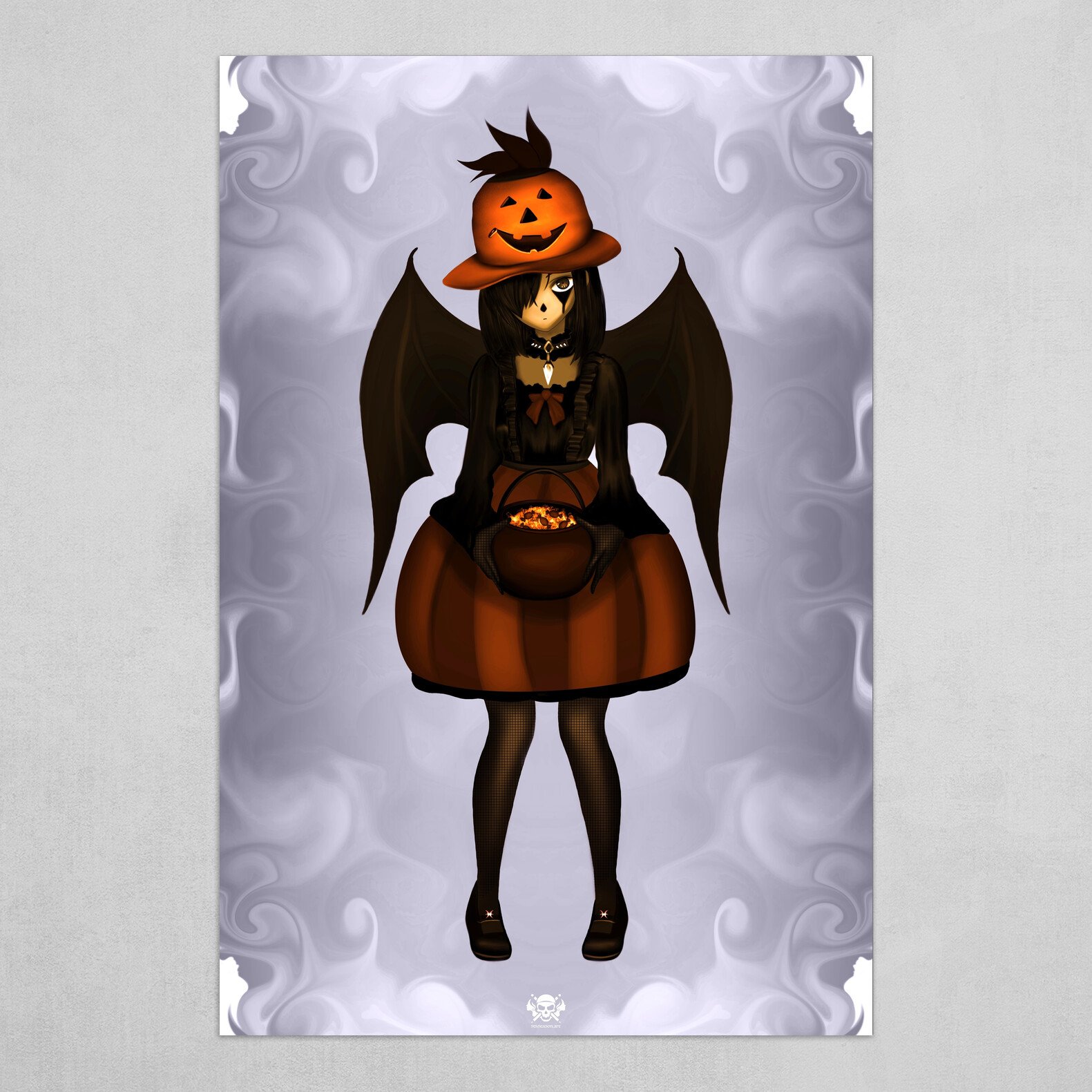 Premium Vector | Cute witch girl and pumpkin cartoon character