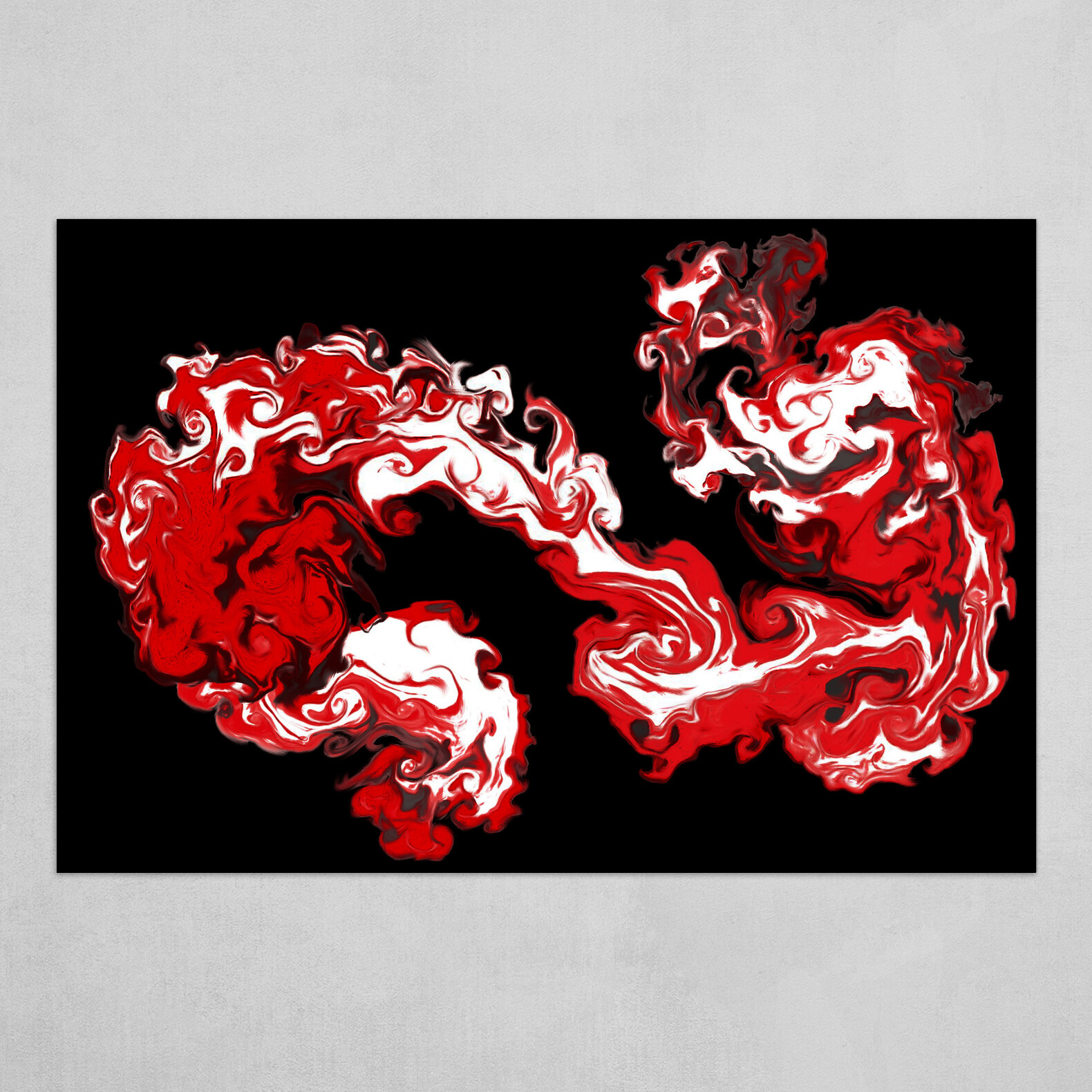 Red Black and White fluid abstract