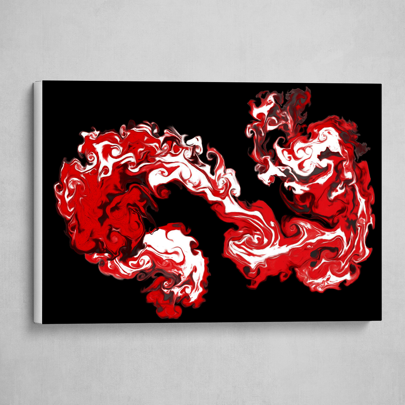 Red Black and White fluid abstract