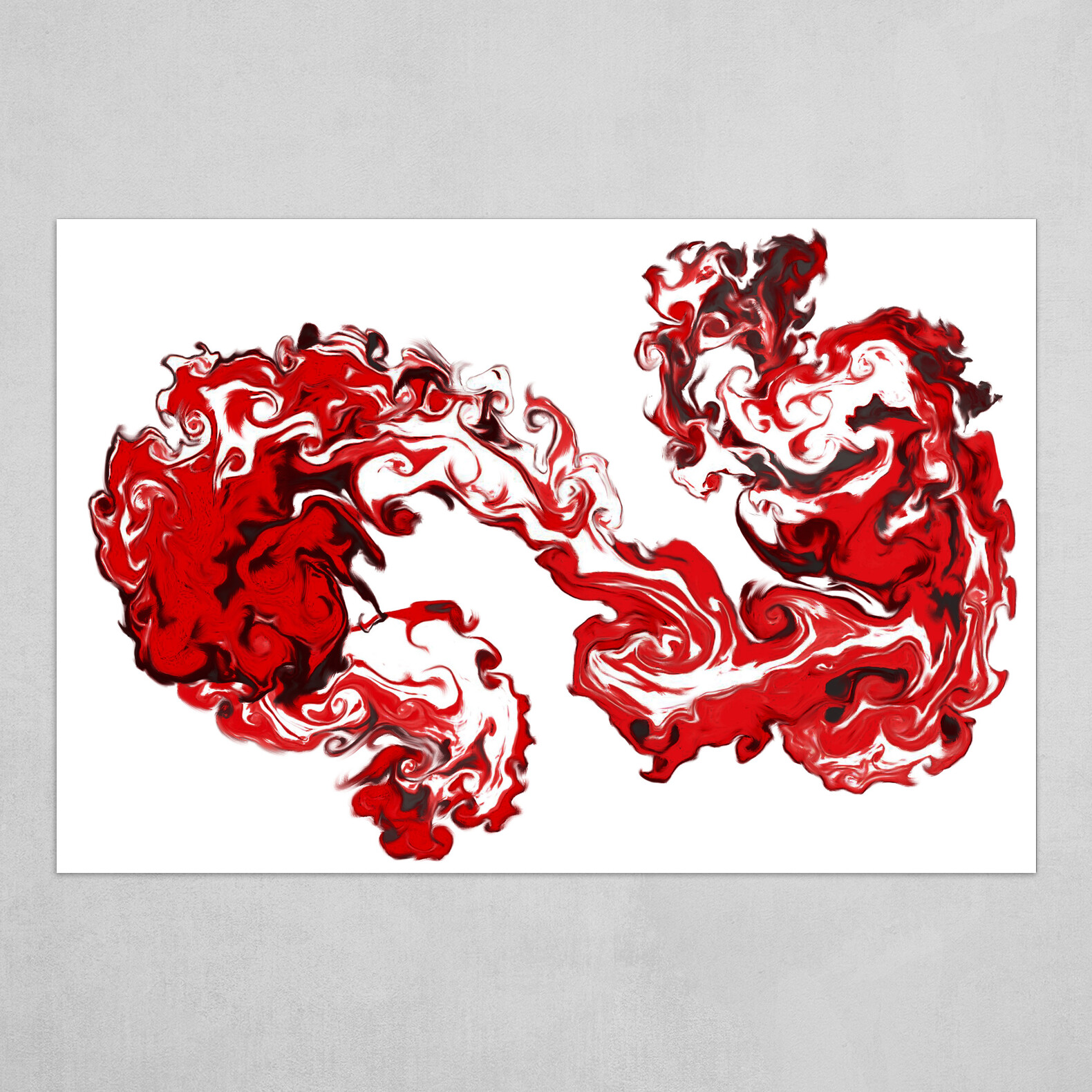 Red White and Black fluid abstract