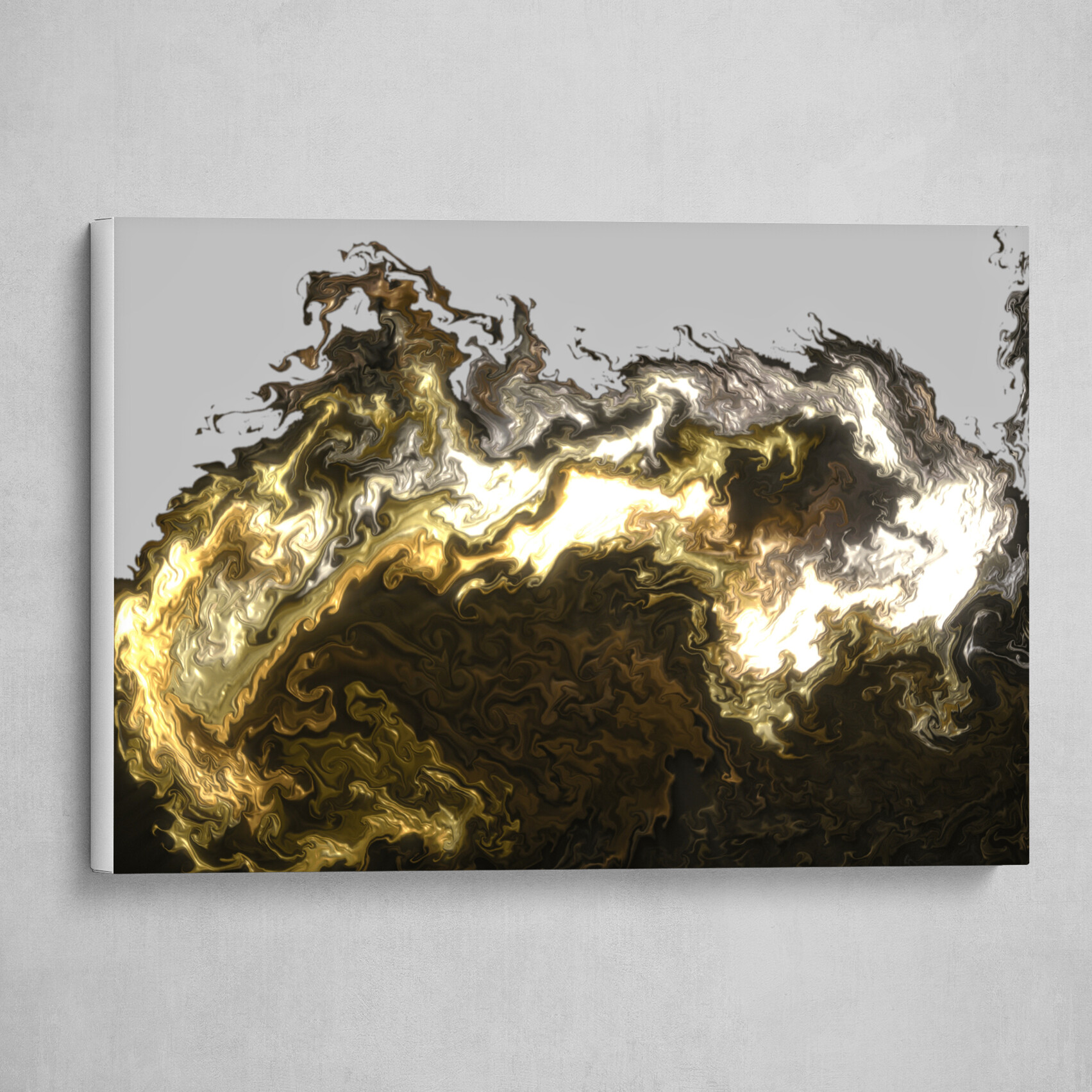 Gold Gray and Silver fluid abstract