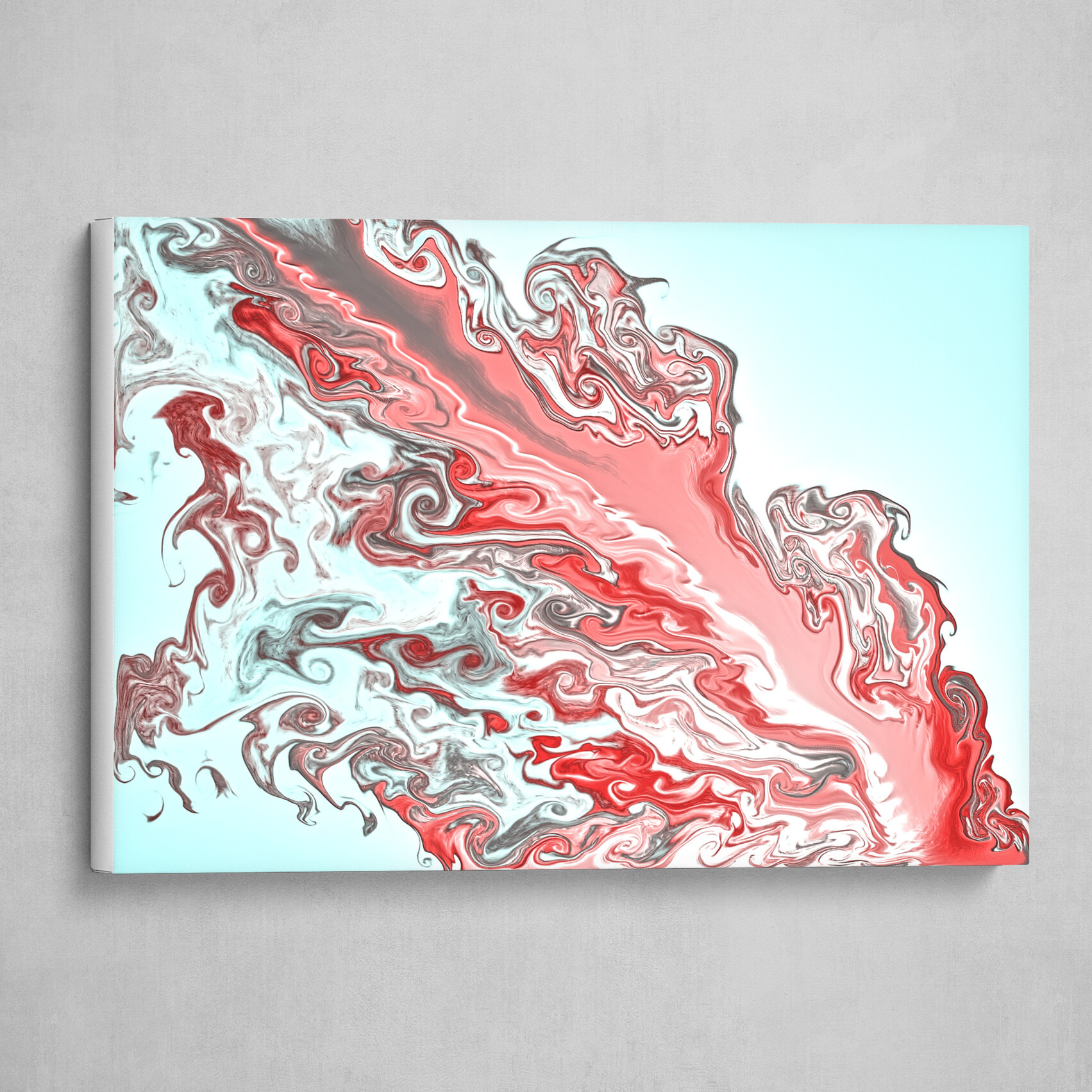 Red Blue and Silver fluid abstract 2