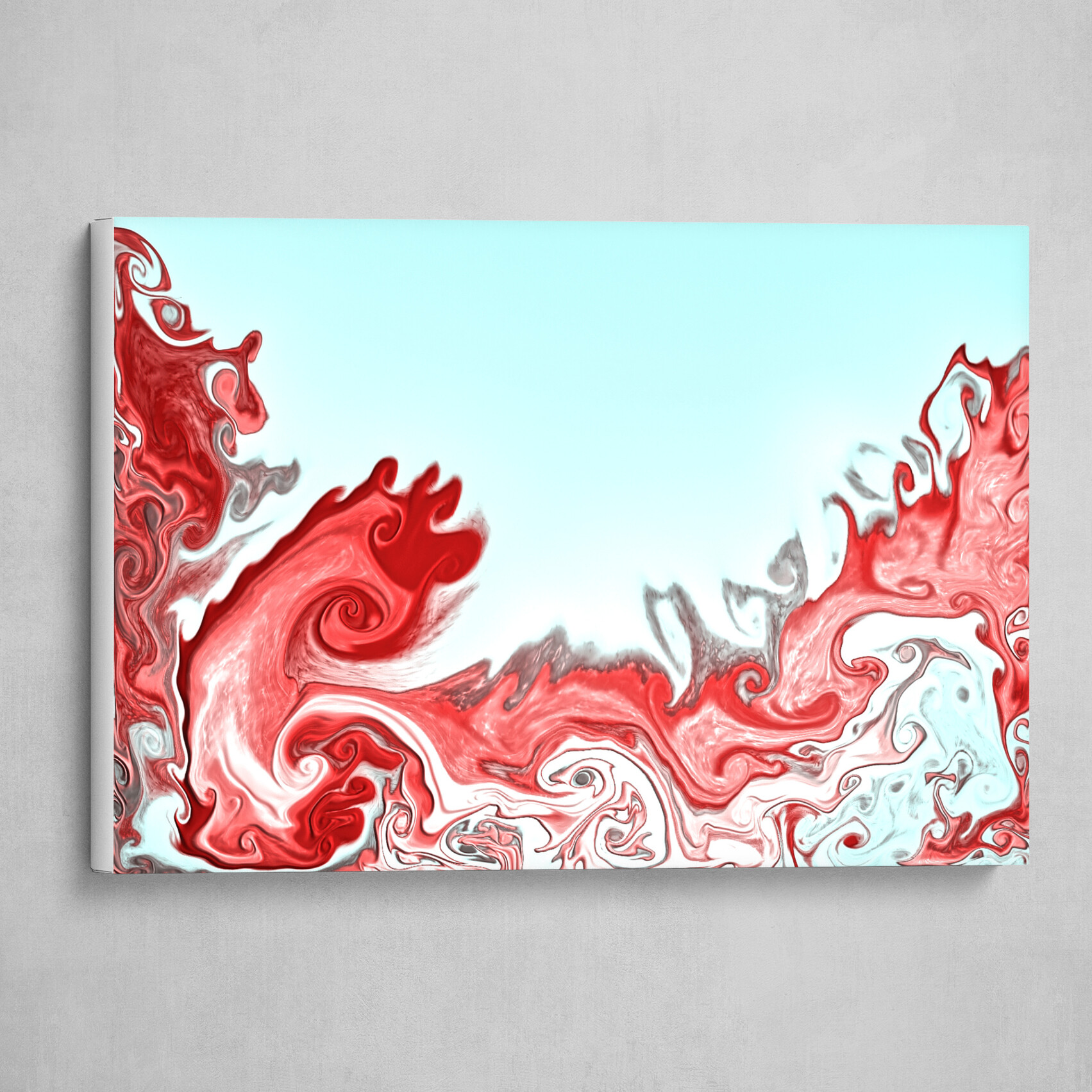 Red Silver and Blue fluid abstract 3