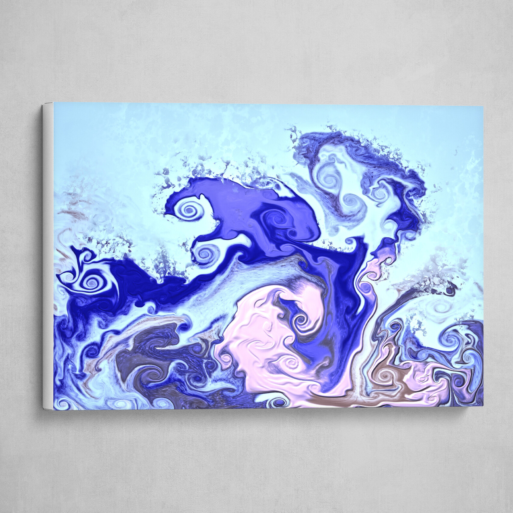 Purple and light blue fluid pour abstract art 1