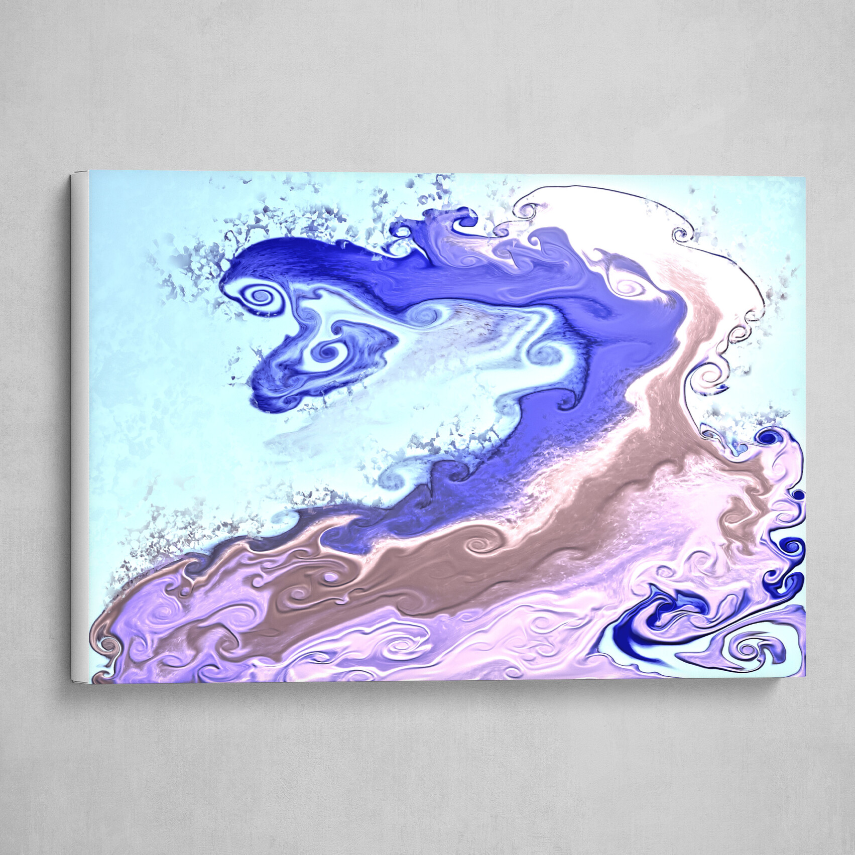 Purple and light blue fluid pour abstract art 3