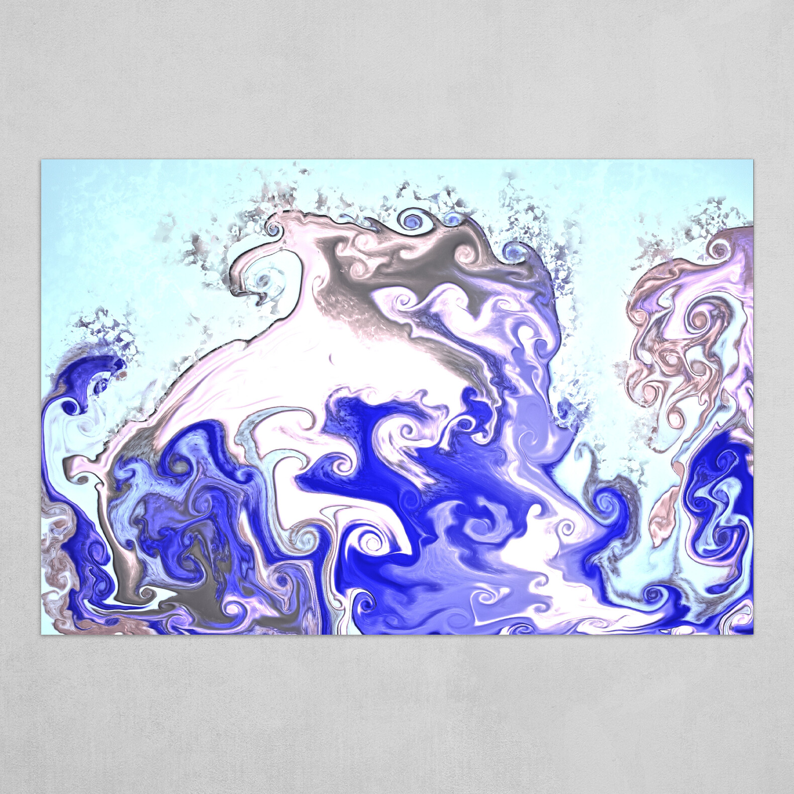Purple and light blue fluid pour abstract art 5