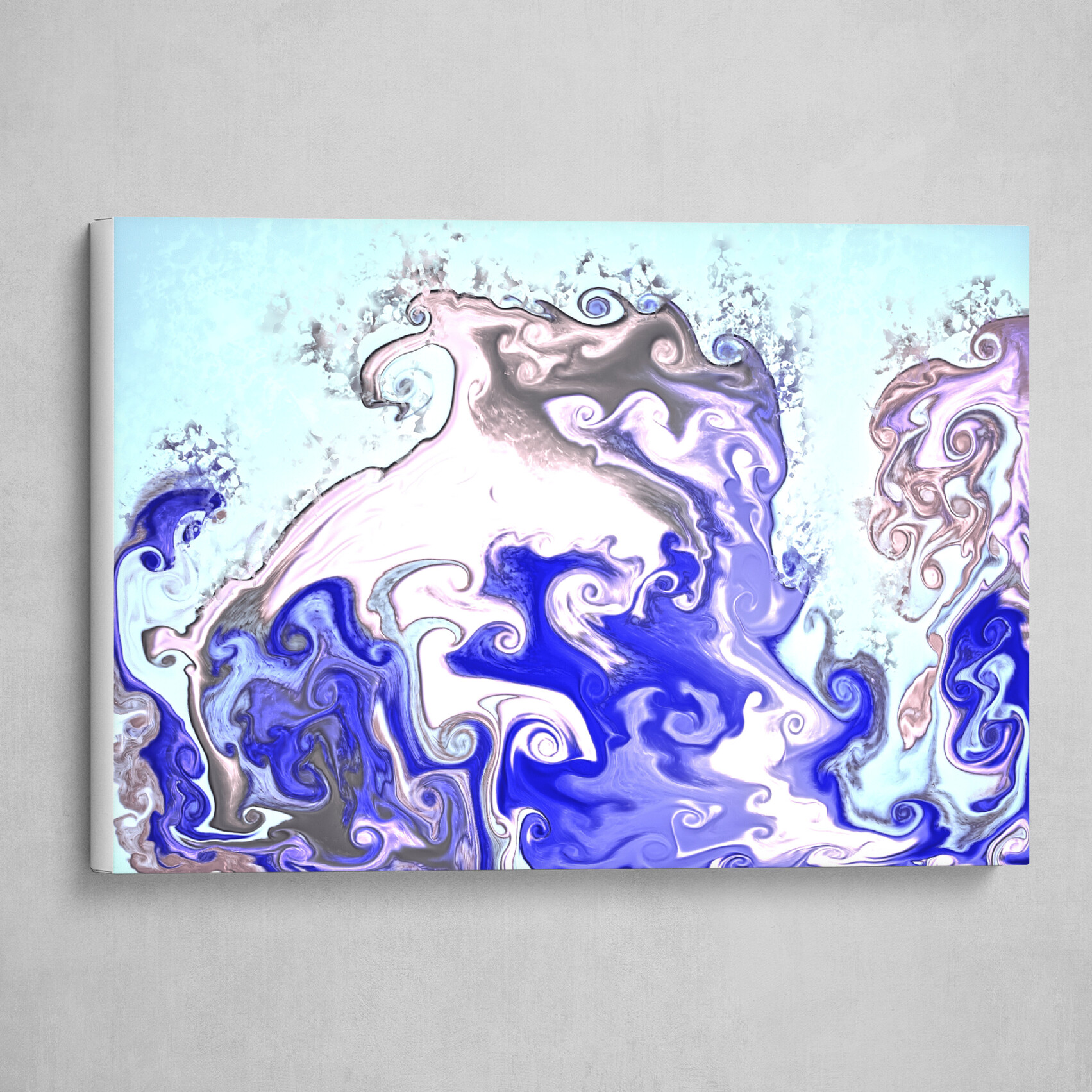 Purple and light blue fluid pour abstract art 5