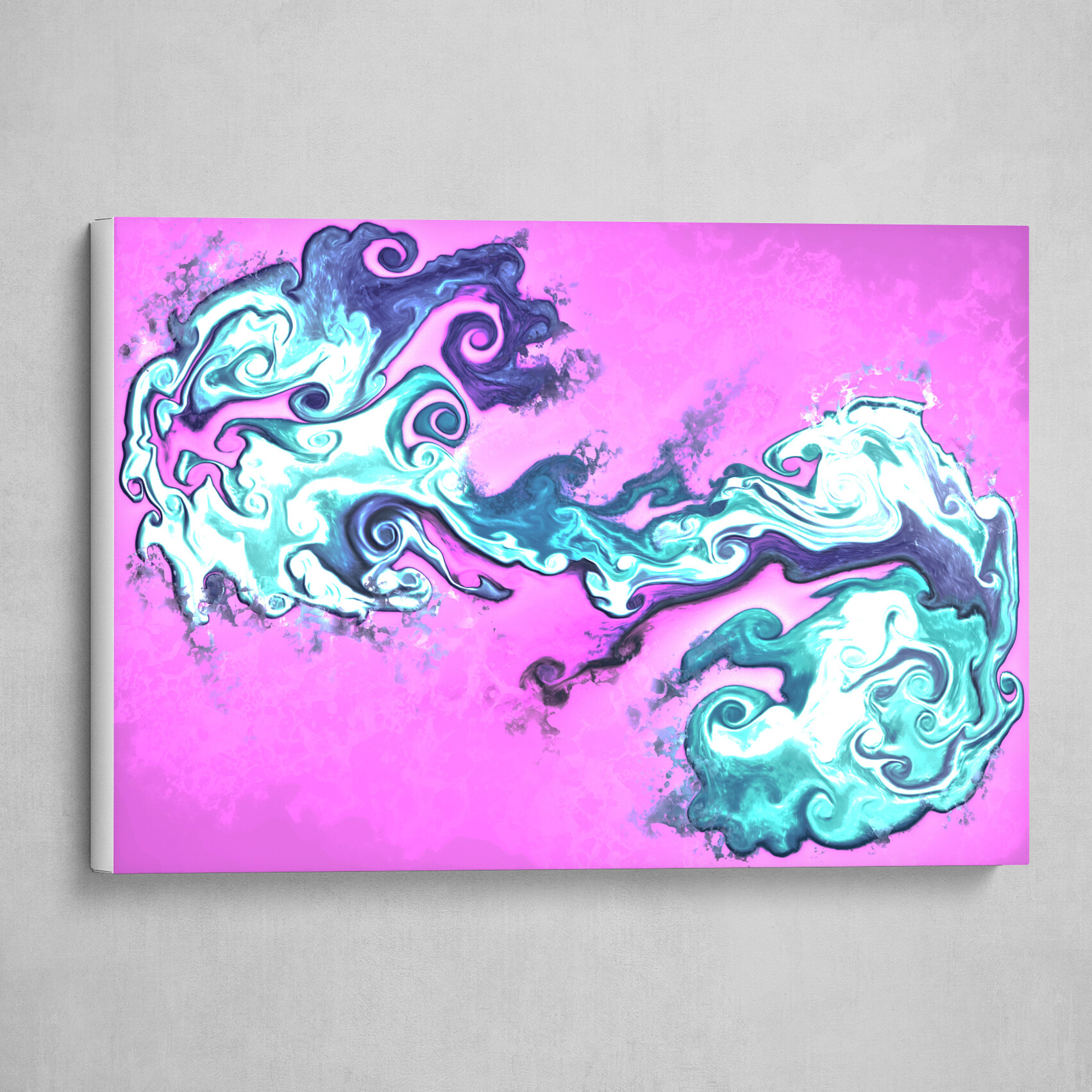 Blue and Pink fluid pour abstract art 1