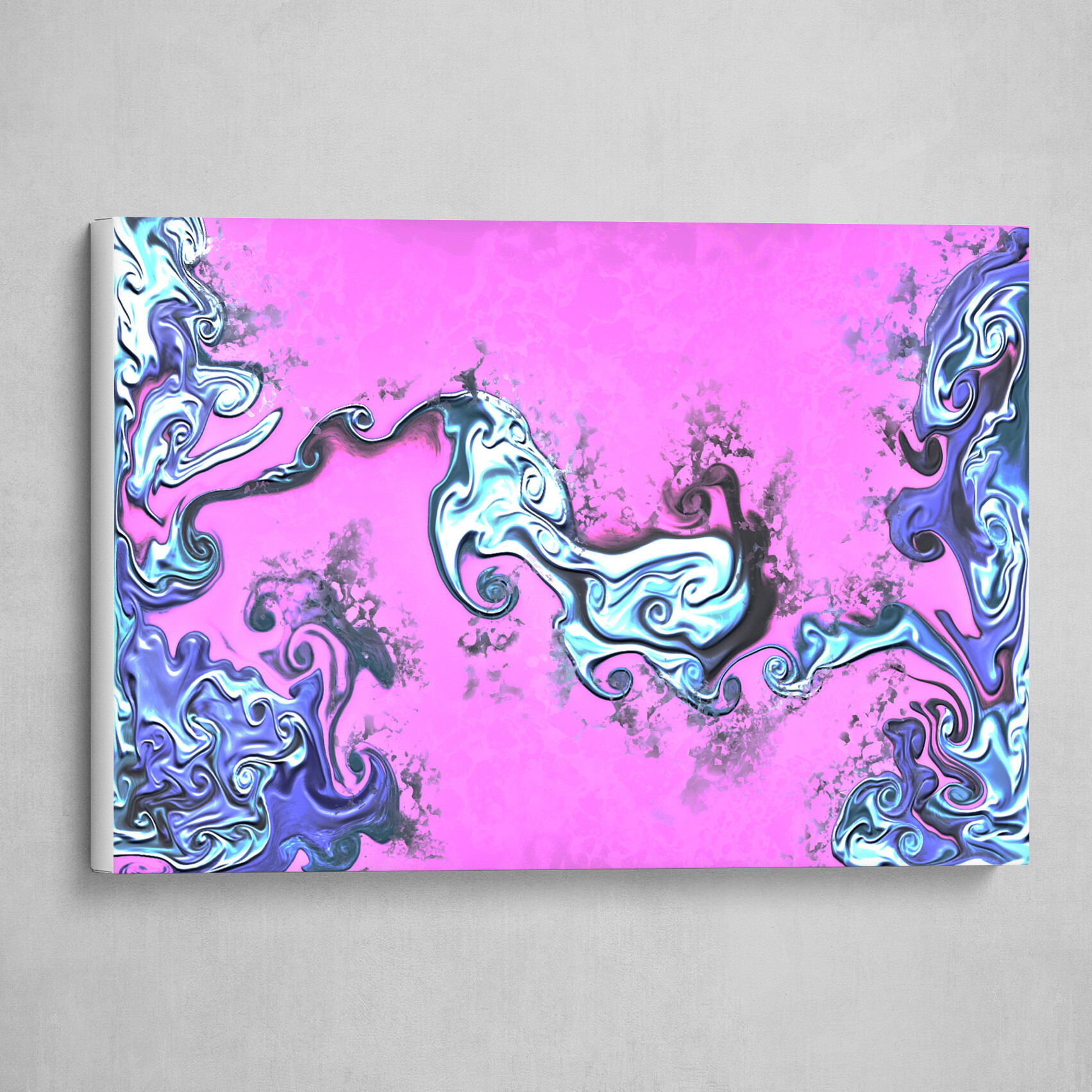 Blue and Pink fluid pour abstract art 3