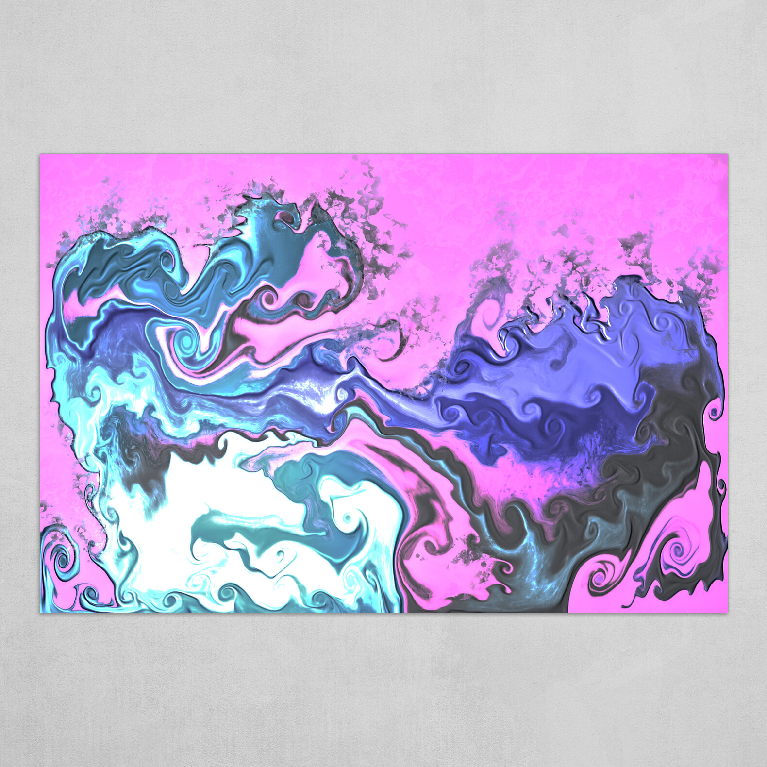 Blue and Pink fluid pour abstract art 5