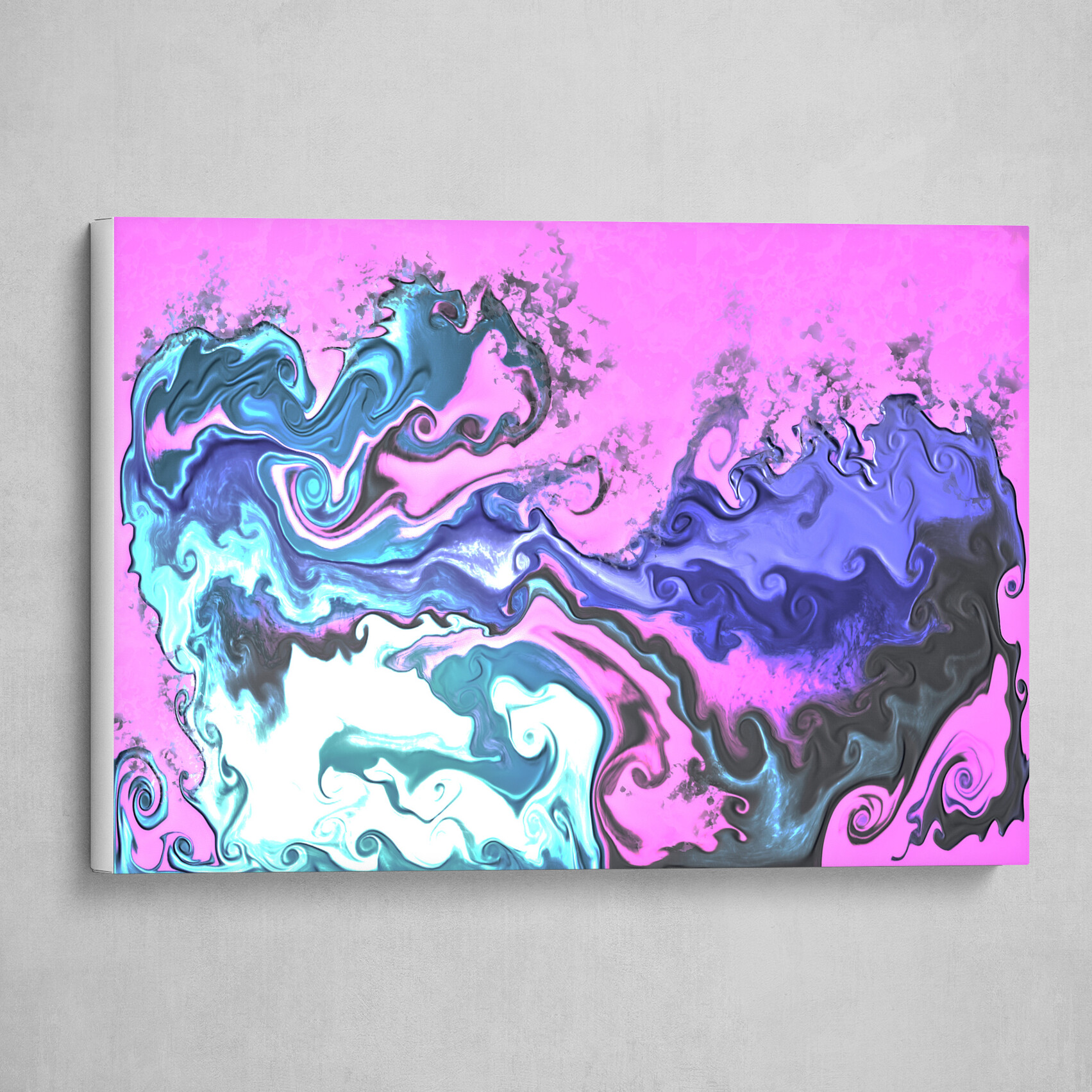 Blue and Pink fluid pour abstract art 5