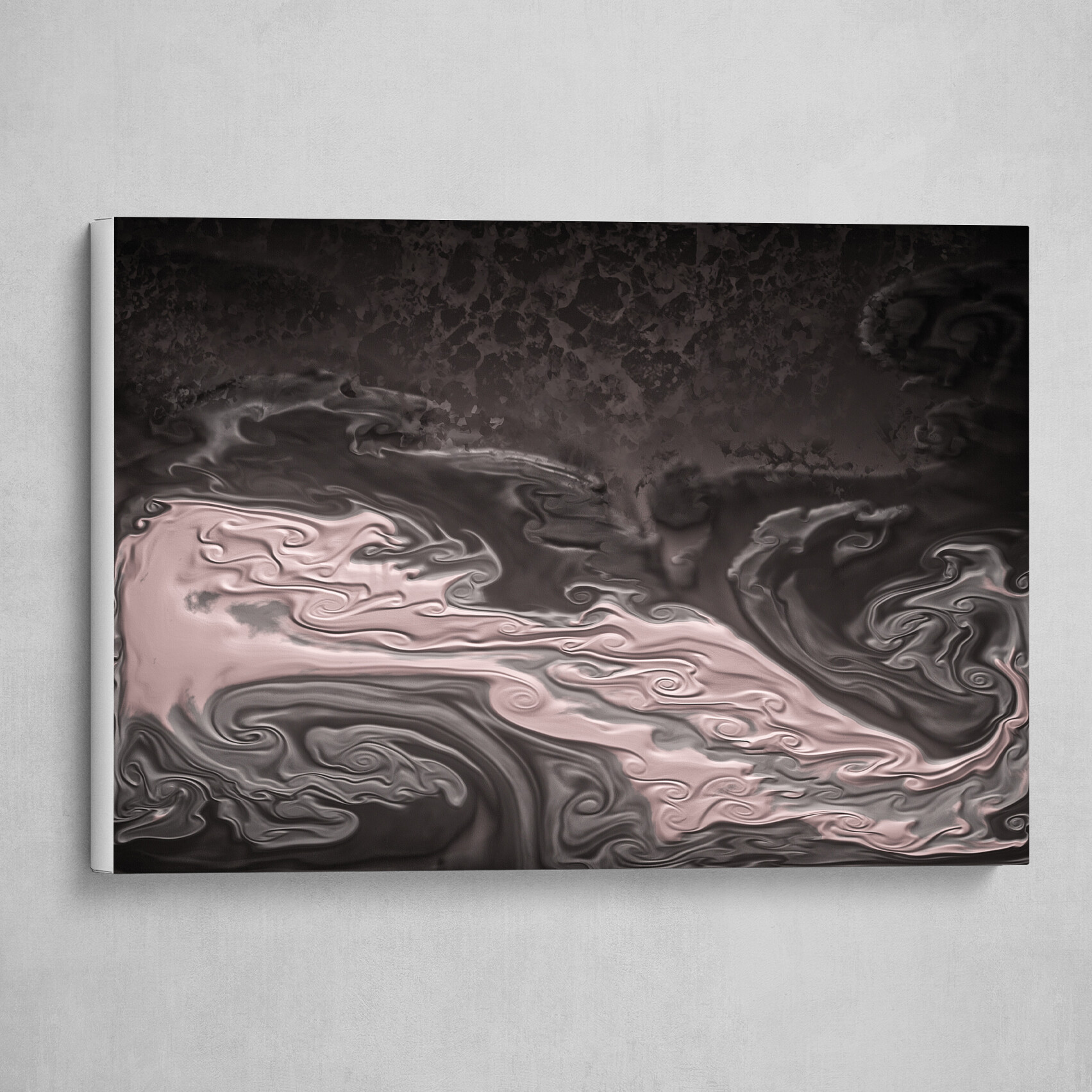 Pink and Gray fluid pour abstract art 3