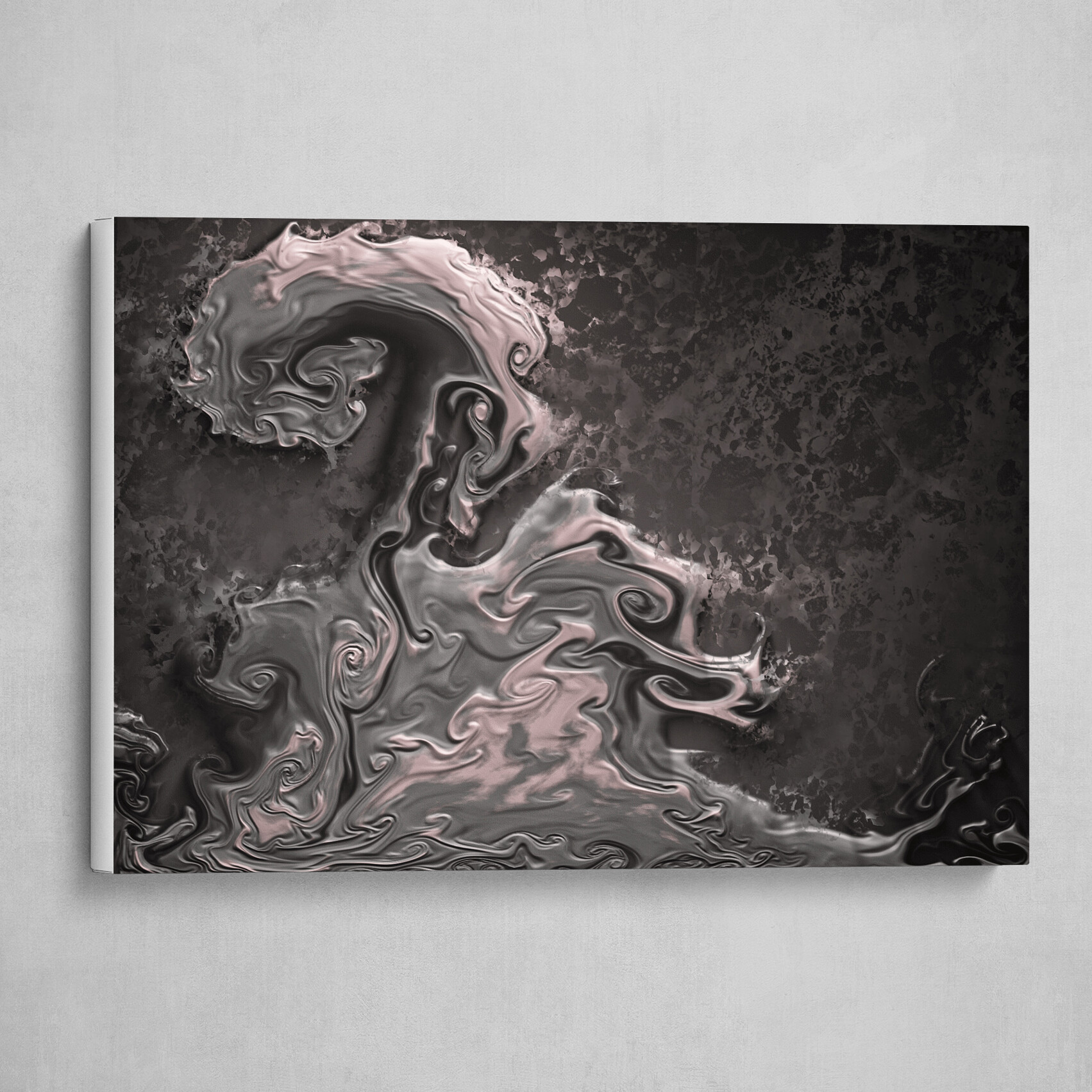 Pink and Gray fluid pour abstract art 5