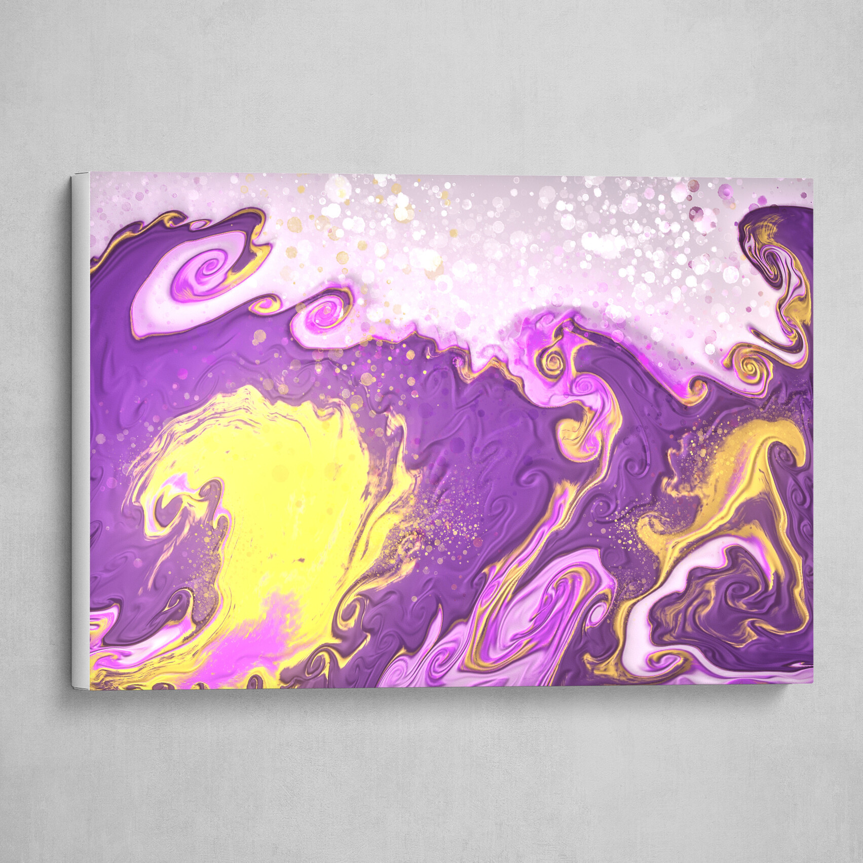 Purple and Yellow fluid pour abstract art 2