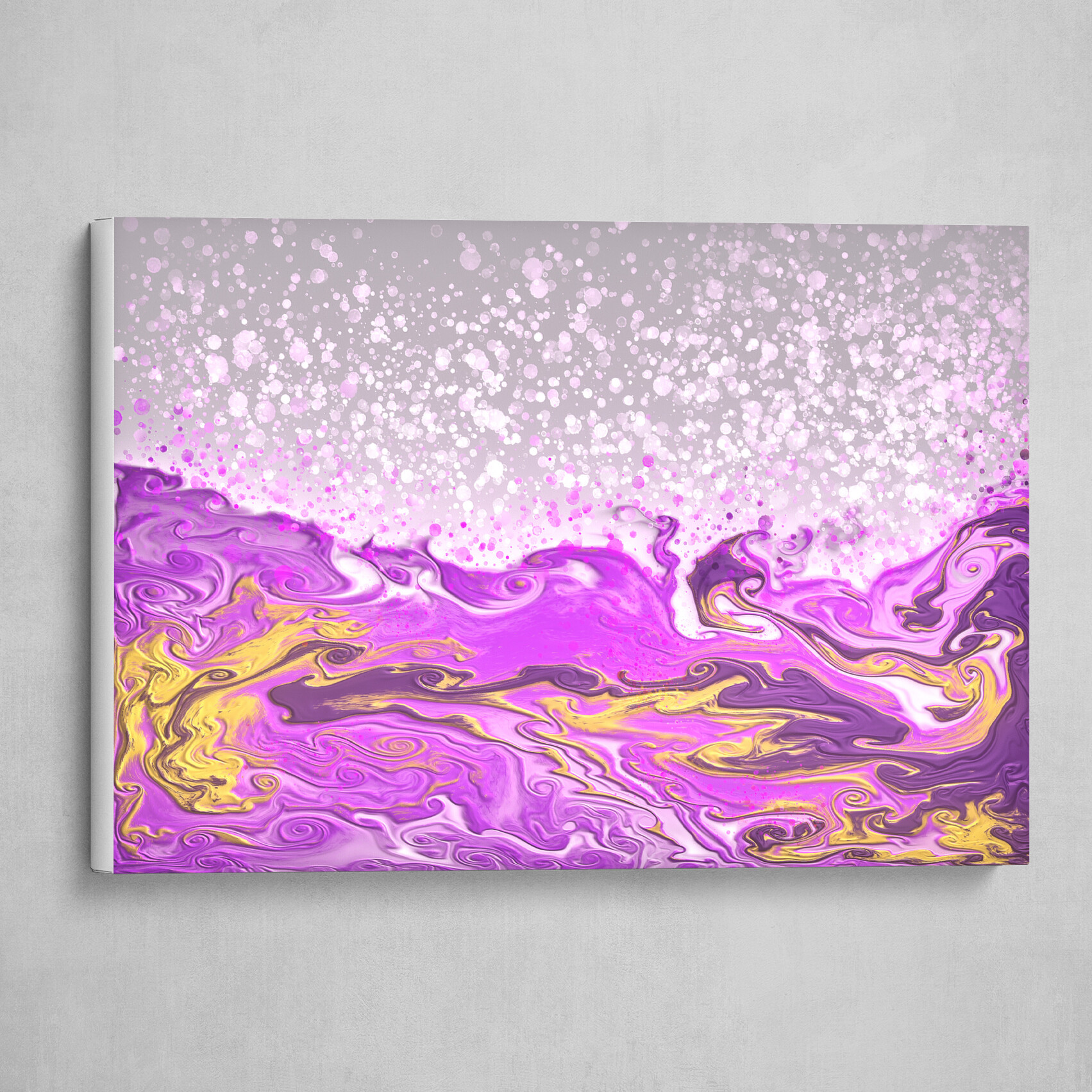 Purple and Yellow fluid pour abstract art 4