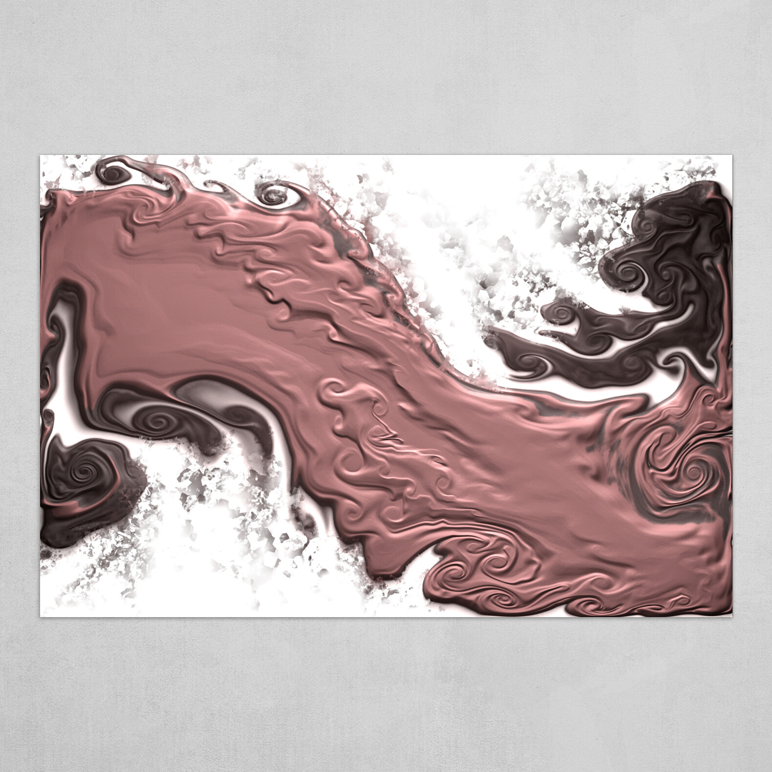 Pink White and Gray fluid pour abstract art 2