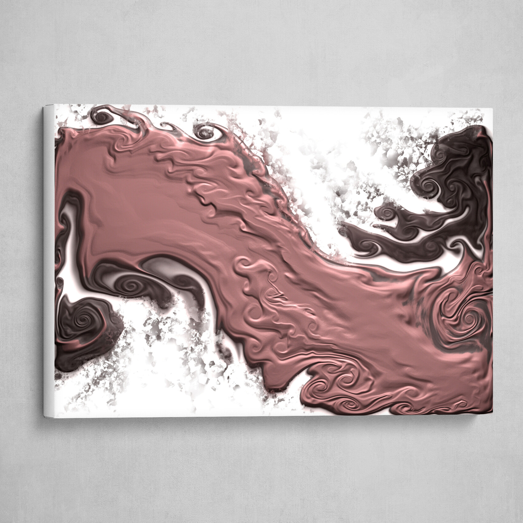 Pink White and Gray fluid pour abstract art 2