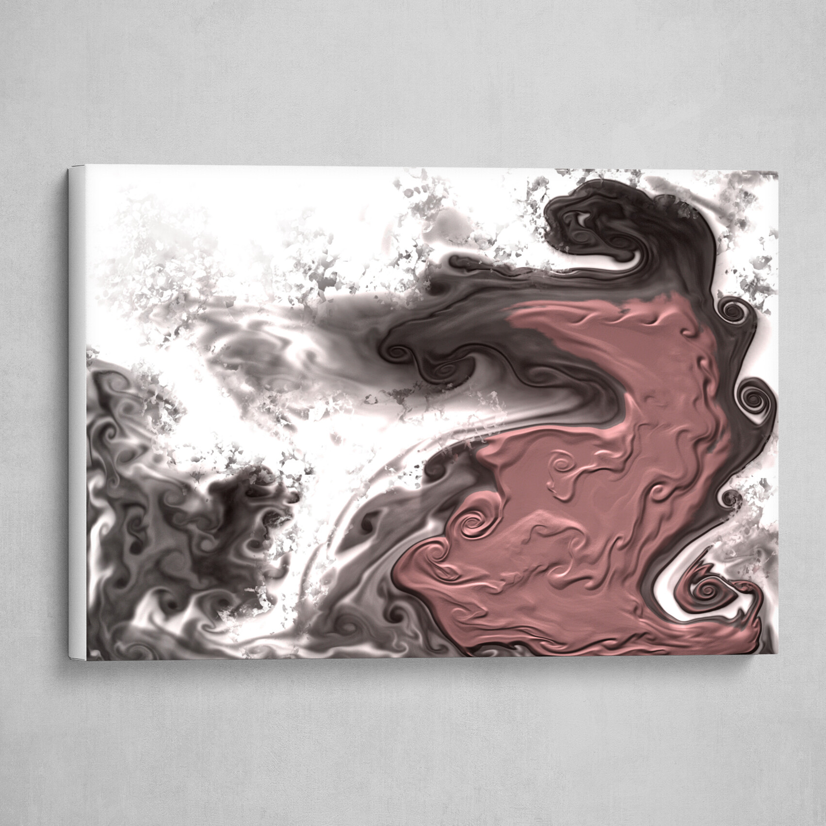 Pink White and Gray fluid pour abstract art 3