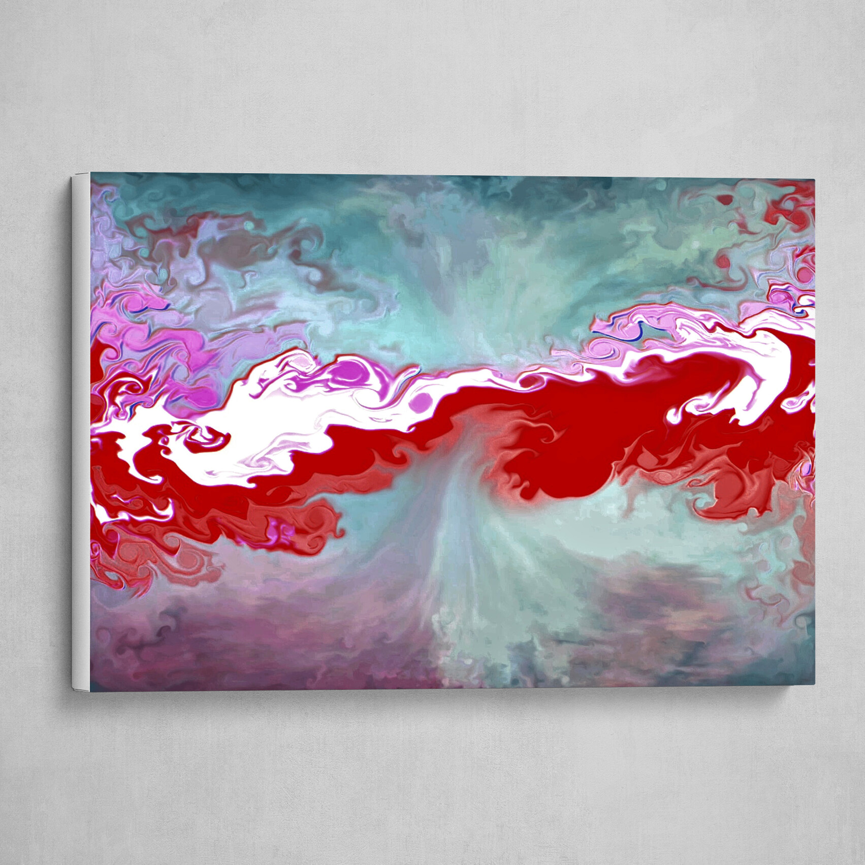 Red Purple and Blue fluid pour abstract art 2