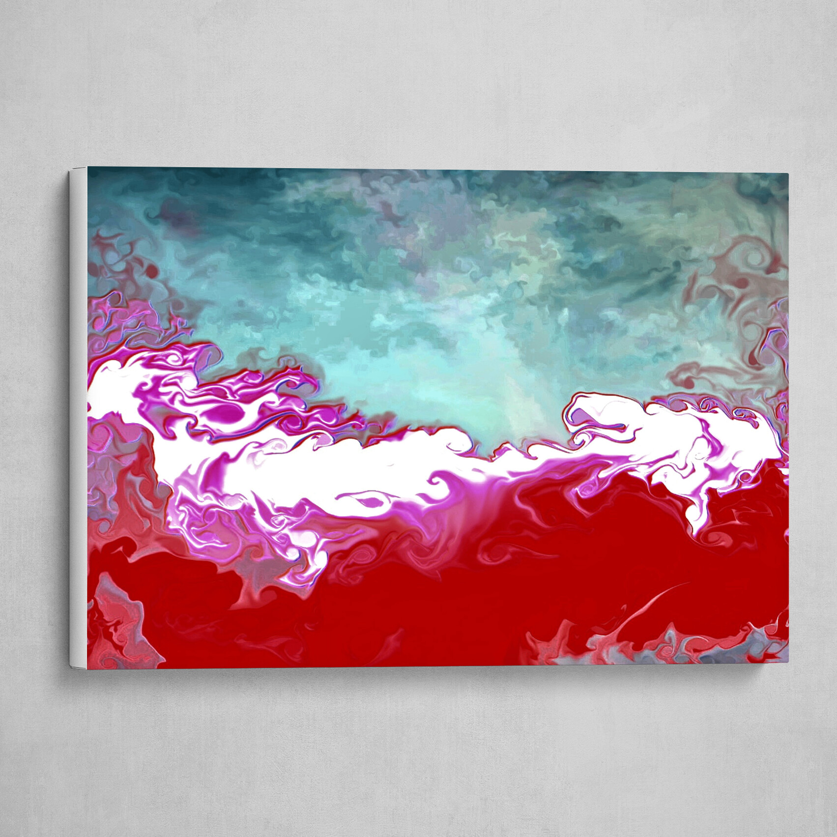 Red Purple and Blue fluid pour abstract art 4