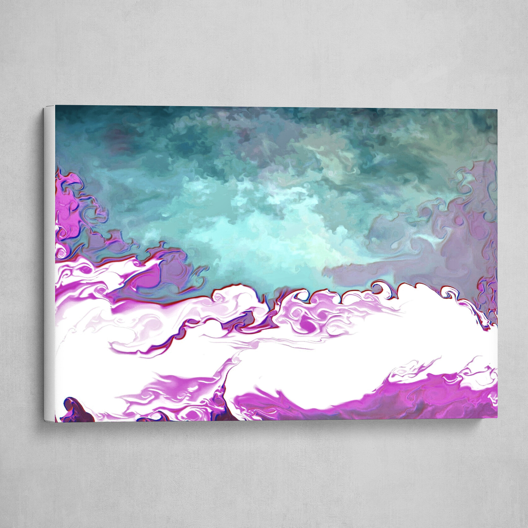 Purple White and Blue fluid pour abstract art 2