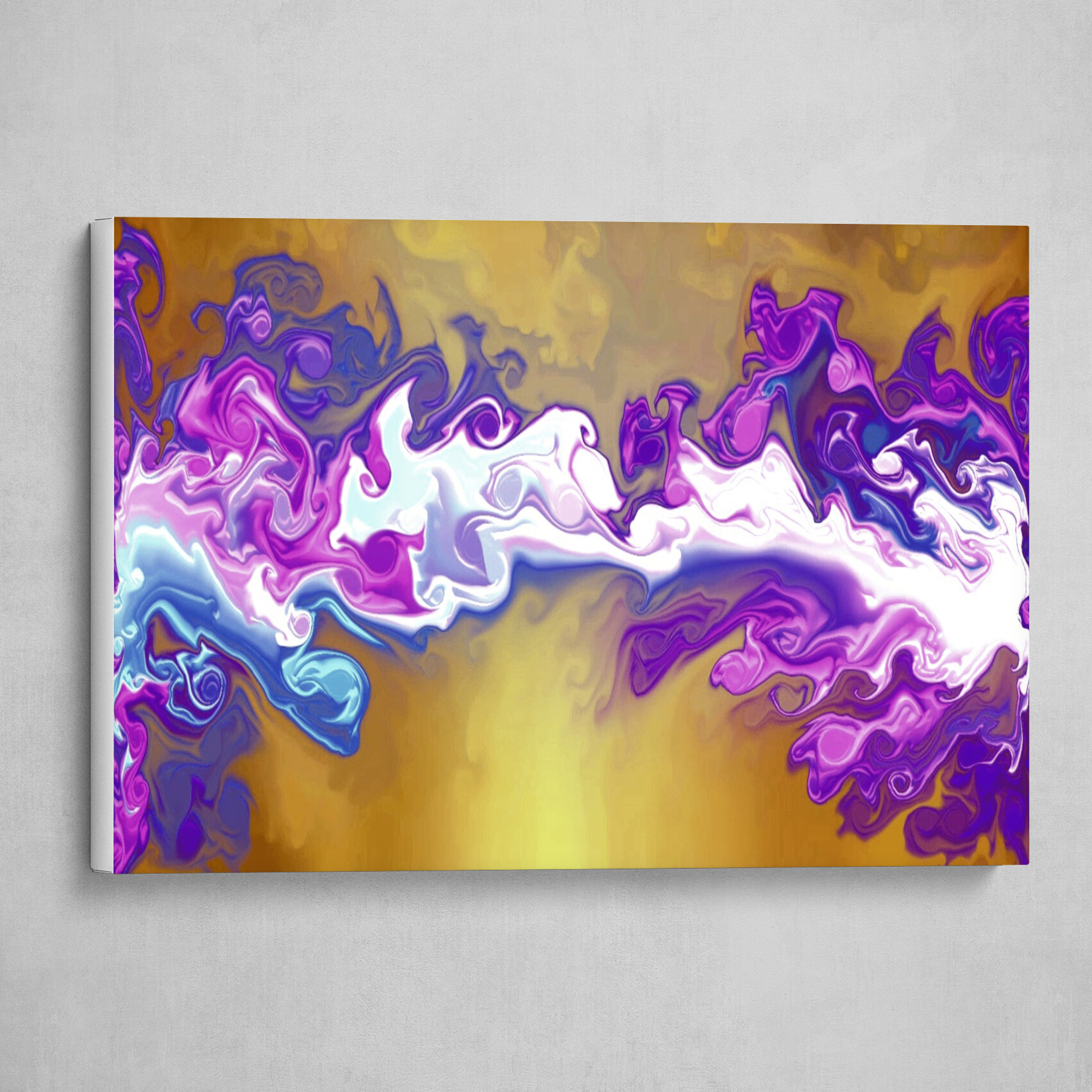 Purple and Gold fluid pour abstract art 1
